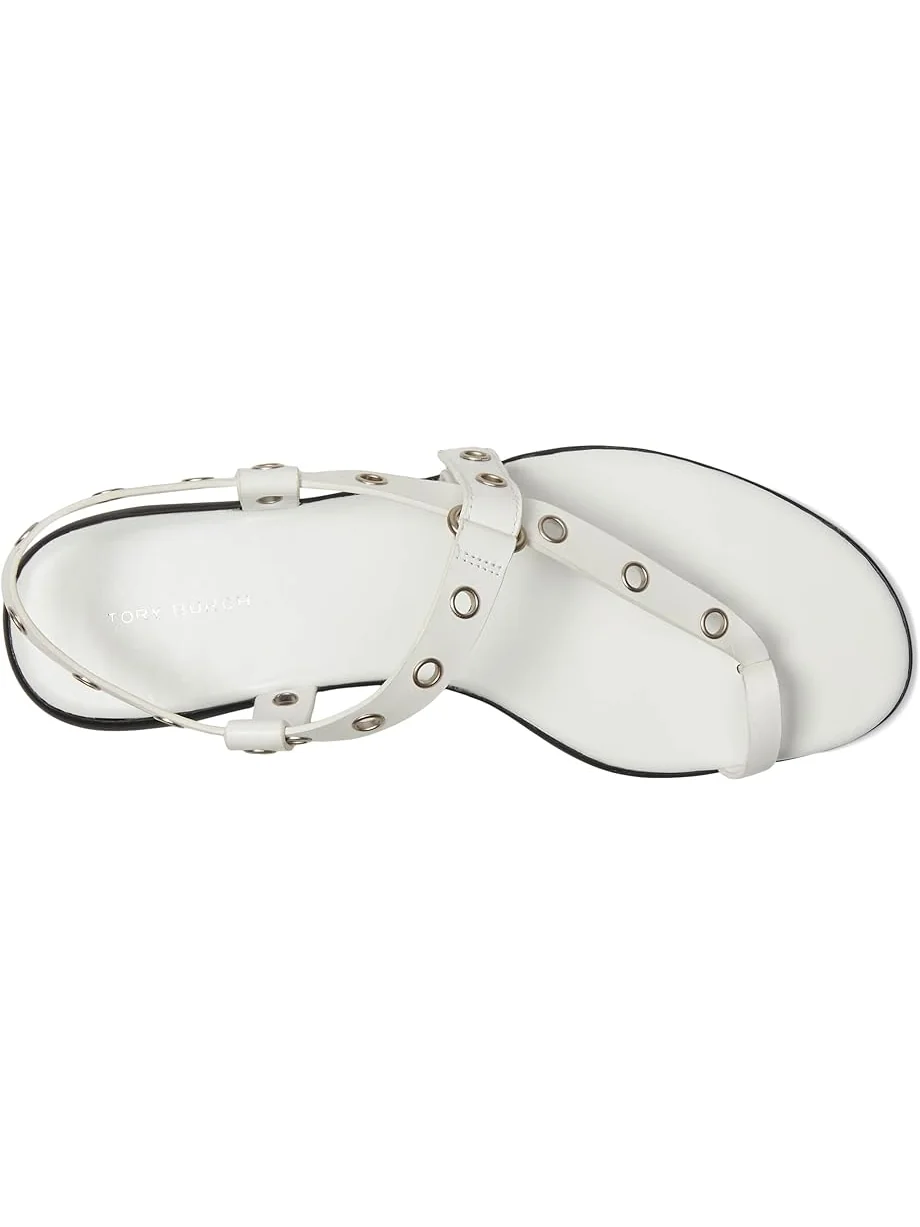 Сандалии Tory Burch Eyelet Toe Ring Sandals — изображение 2 из 7, серебристый
