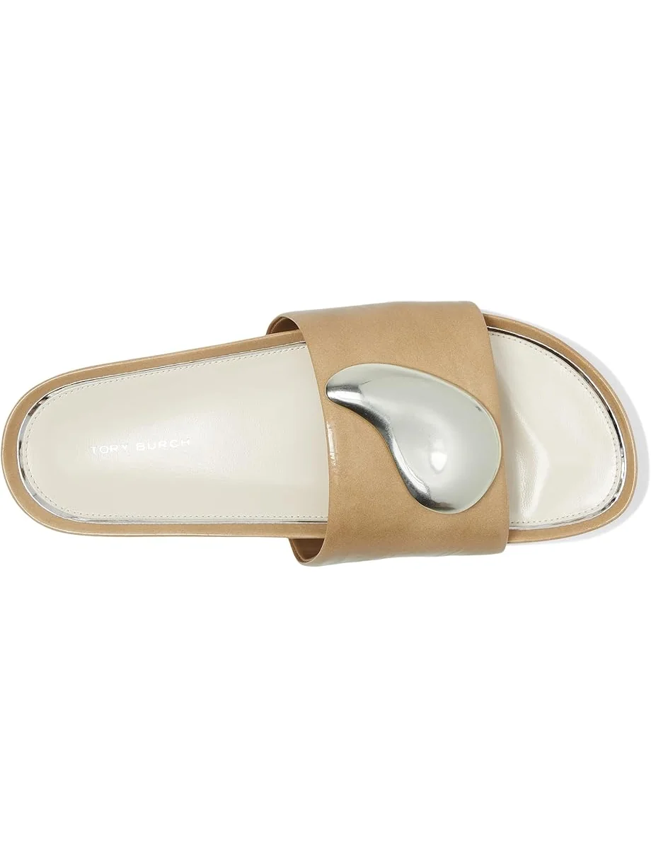 Сандалии Tory Burch Patos Platform Slide — изображение 2 из 7, серый/серебристый