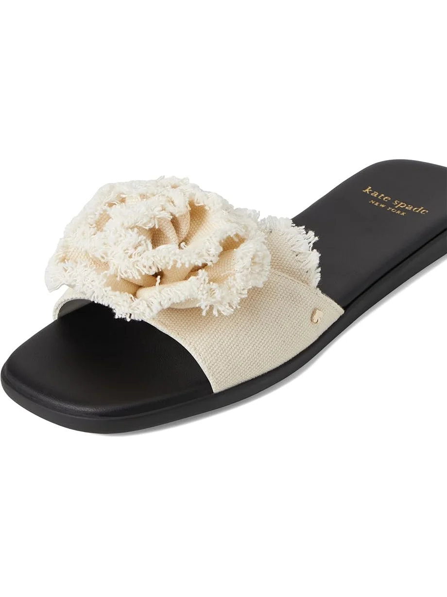 Сандалии Kate Spade New York Flourish Canvas Flat Sandals — изображение 6 из 7, кремовый/черный