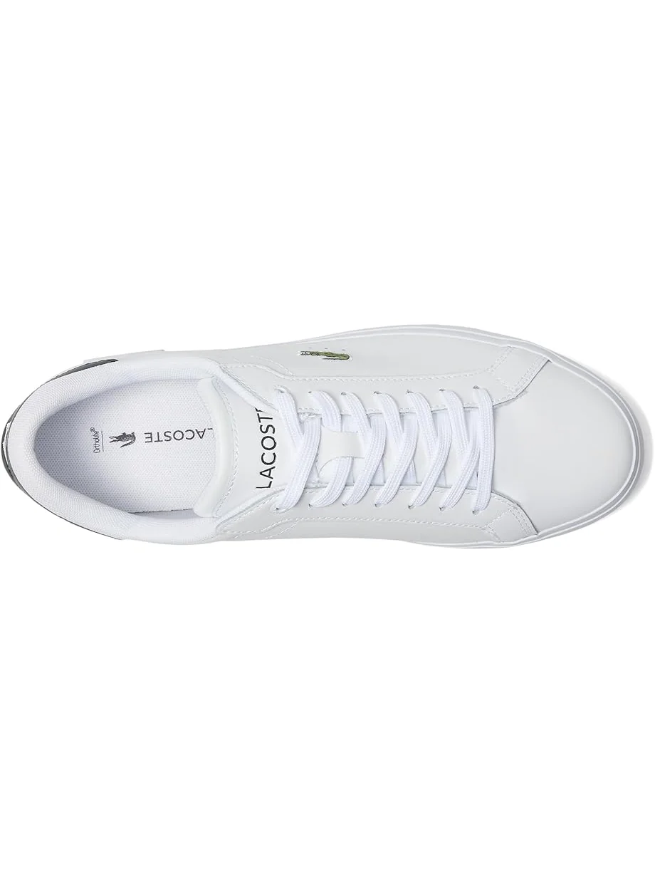 Кроссовки мужские Lacoste Powercourt Graphic Leather — изображение 2 из 7, белый/темно-зеленый
