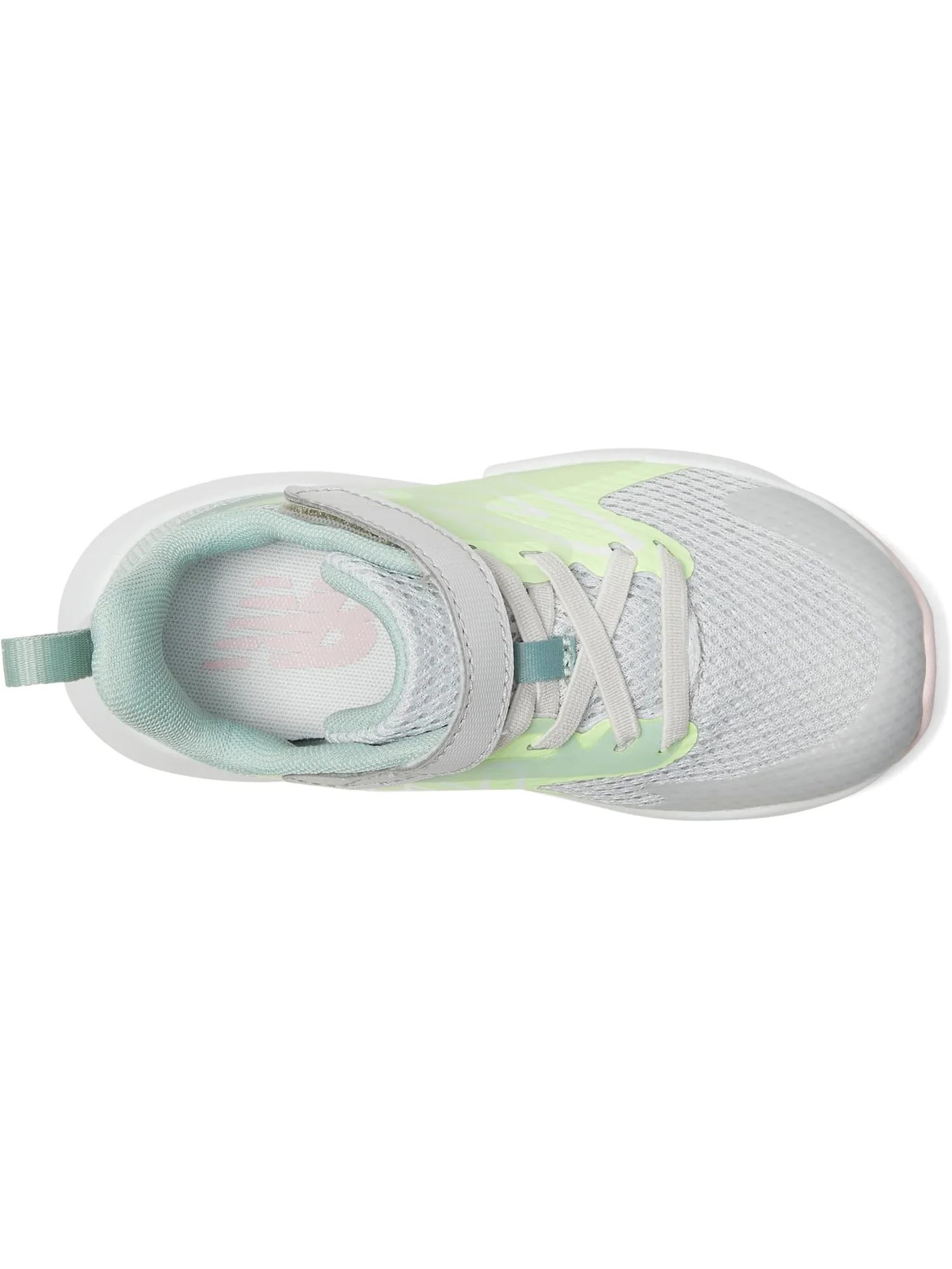 Кроссовки New Balance Kids Rave Run v2 Bungee Lace with Top Strap — изображение 2 из 7, серый//зеленый