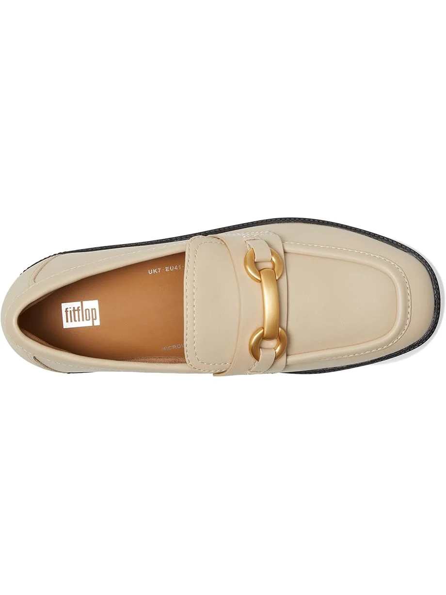 Лоферы FitFlop F-Luma Chunky-Snaffle Leather Demi-Wedge Loafers — изображение 2 из 7, бежевый