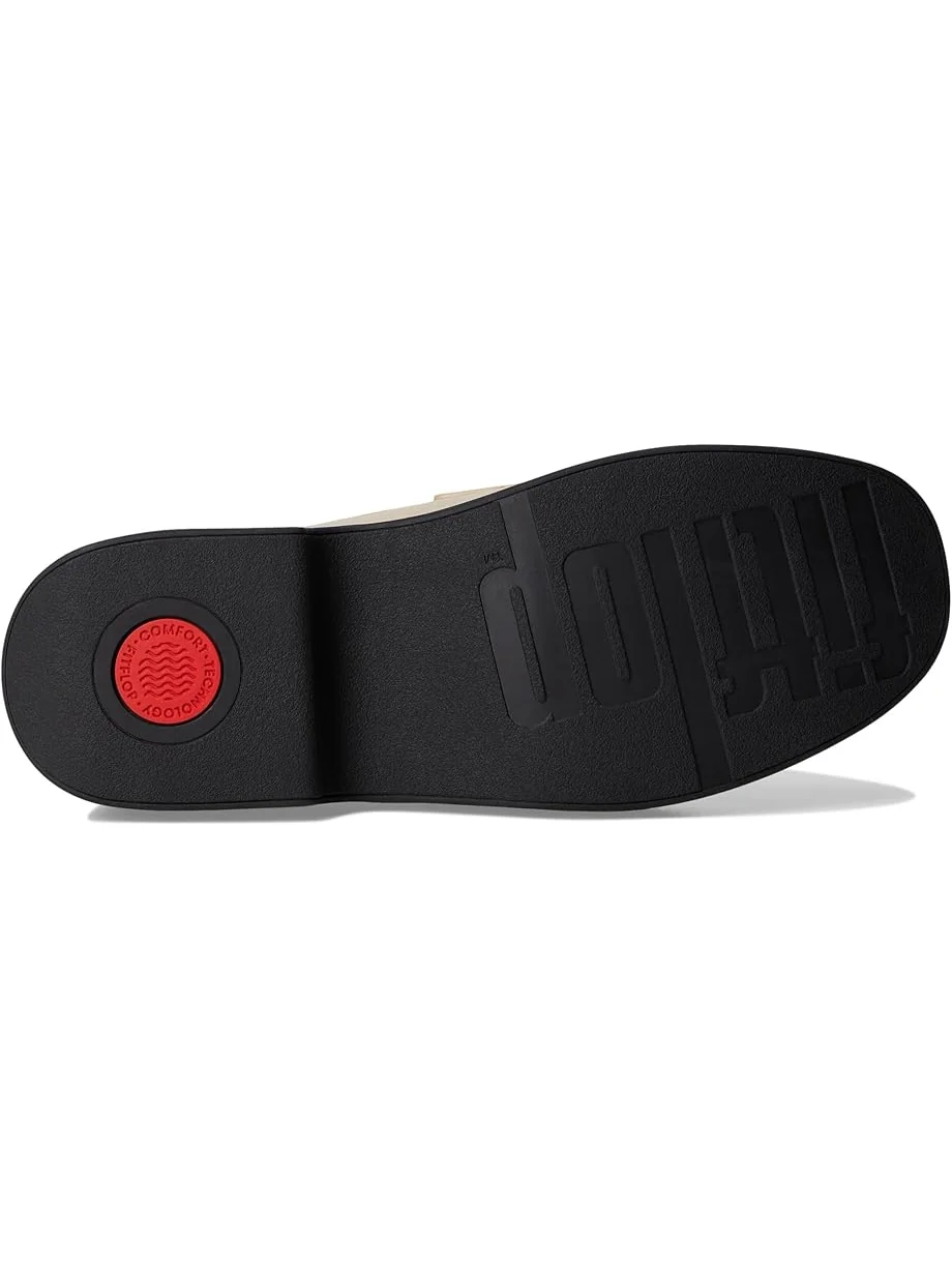 Лоферы FitFlop F-Luma Chunky-Snaffle Leather Demi-Wedge Loafers — изображение 3 из 7, бежевый