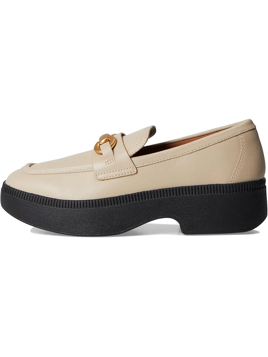 Лоферы FitFlop F-Luma Chunky-Snaffle Leather Demi-Wedge Loafers — изображение 4 из 7, бежевый