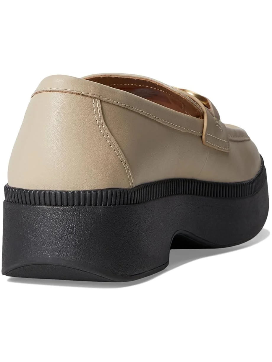 Лоферы FitFlop F-Luma Chunky-Snaffle Leather Demi-Wedge Loafers — изображение 5 из 7, бежевый
