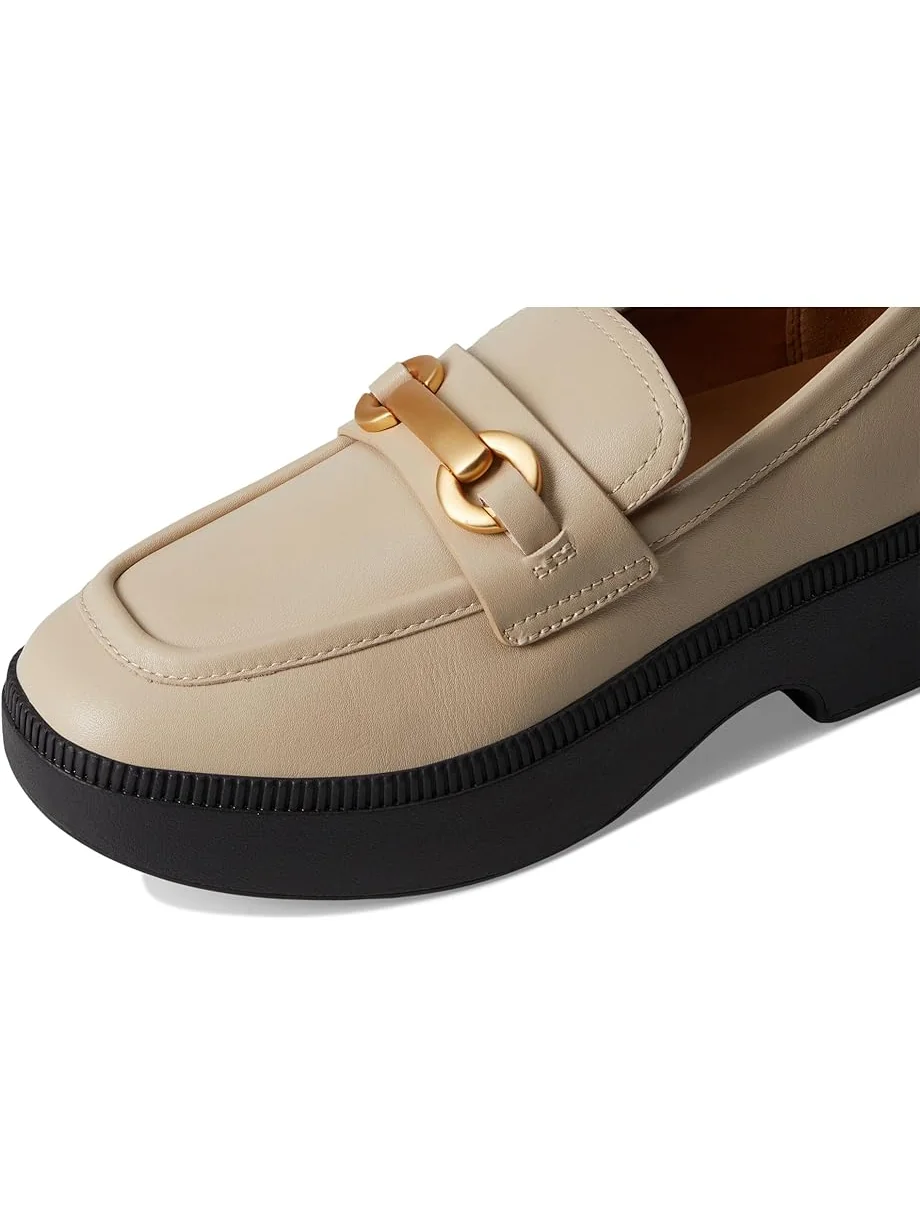 Лоферы FitFlop F-Luma Chunky-Snaffle Leather Demi-Wedge Loafers — изображение 6 из 7, бежевый
