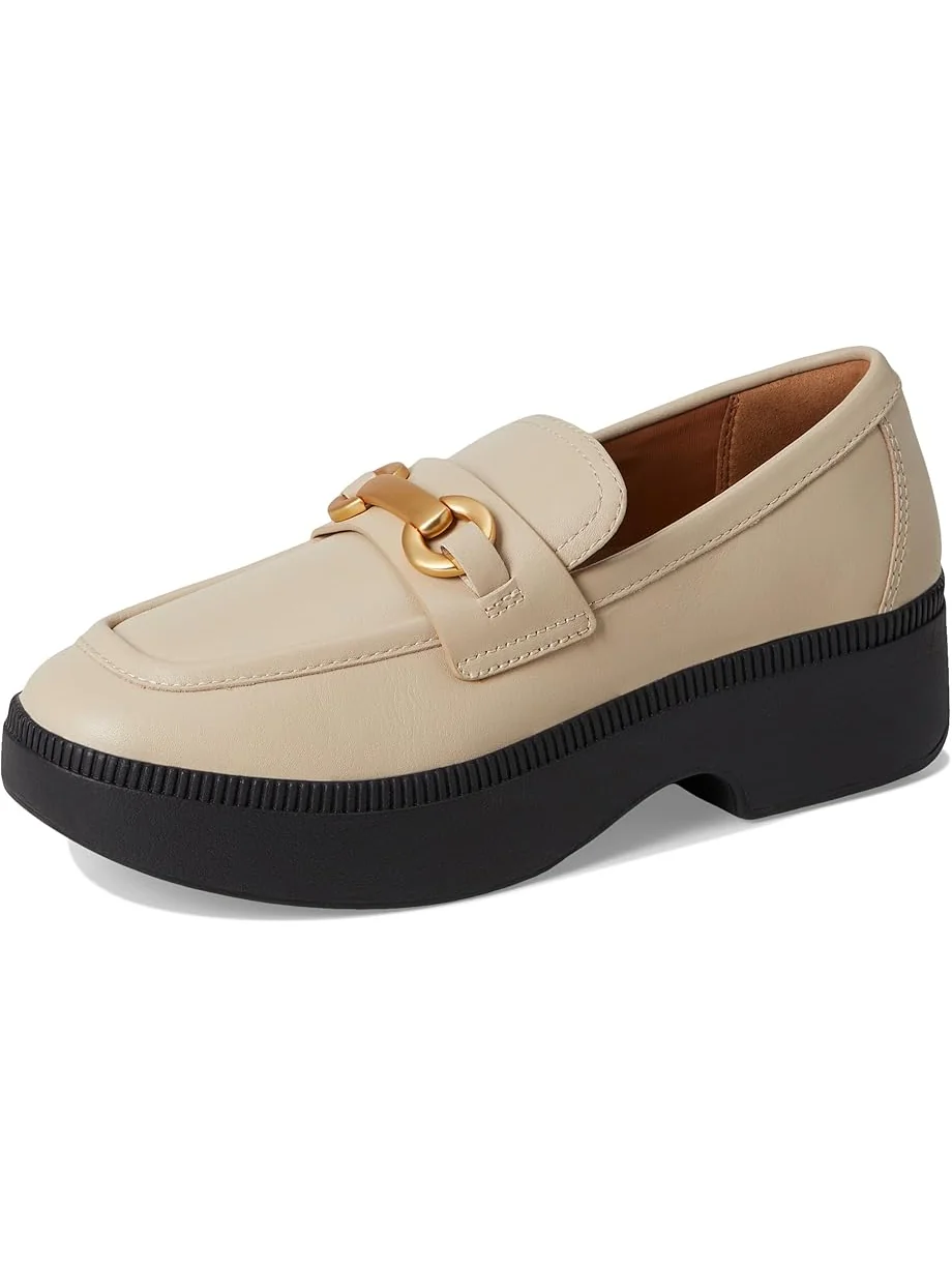 Лоферы FitFlop F-Luma Chunky-Snaffle Leather Demi-Wedge Loafers — изображение 7 из 7, бежевый