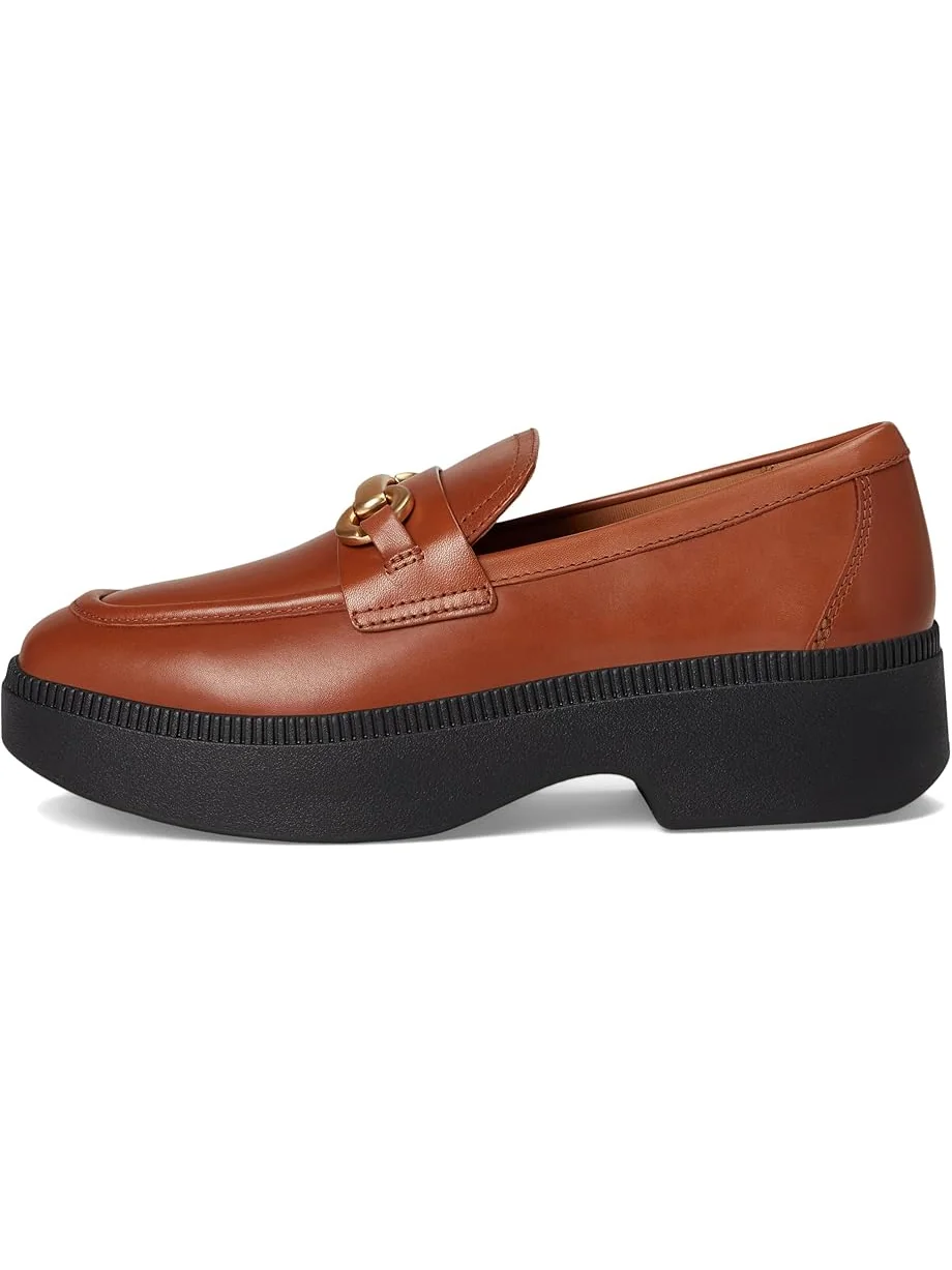 Женские лоферы FitFlop F-Luma Chunky-Snaffle Leather Demi-Wedge — изображение 4 из 7, глубокий бежевый