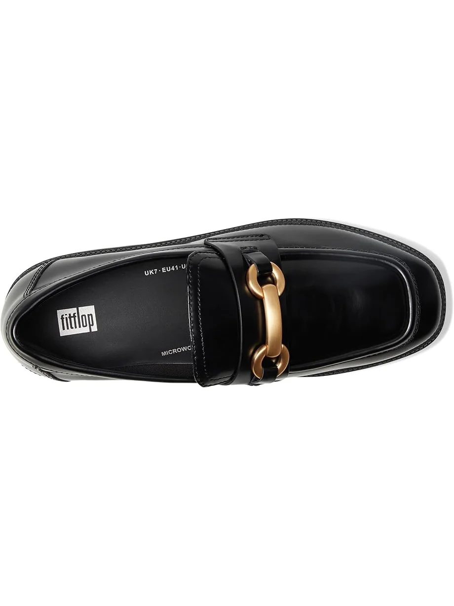 Лоферы FitFlop F-Luma Chunky-Snaffle Box-Leather Demi-Wedge Loafers — изображение 2 из 7, черный