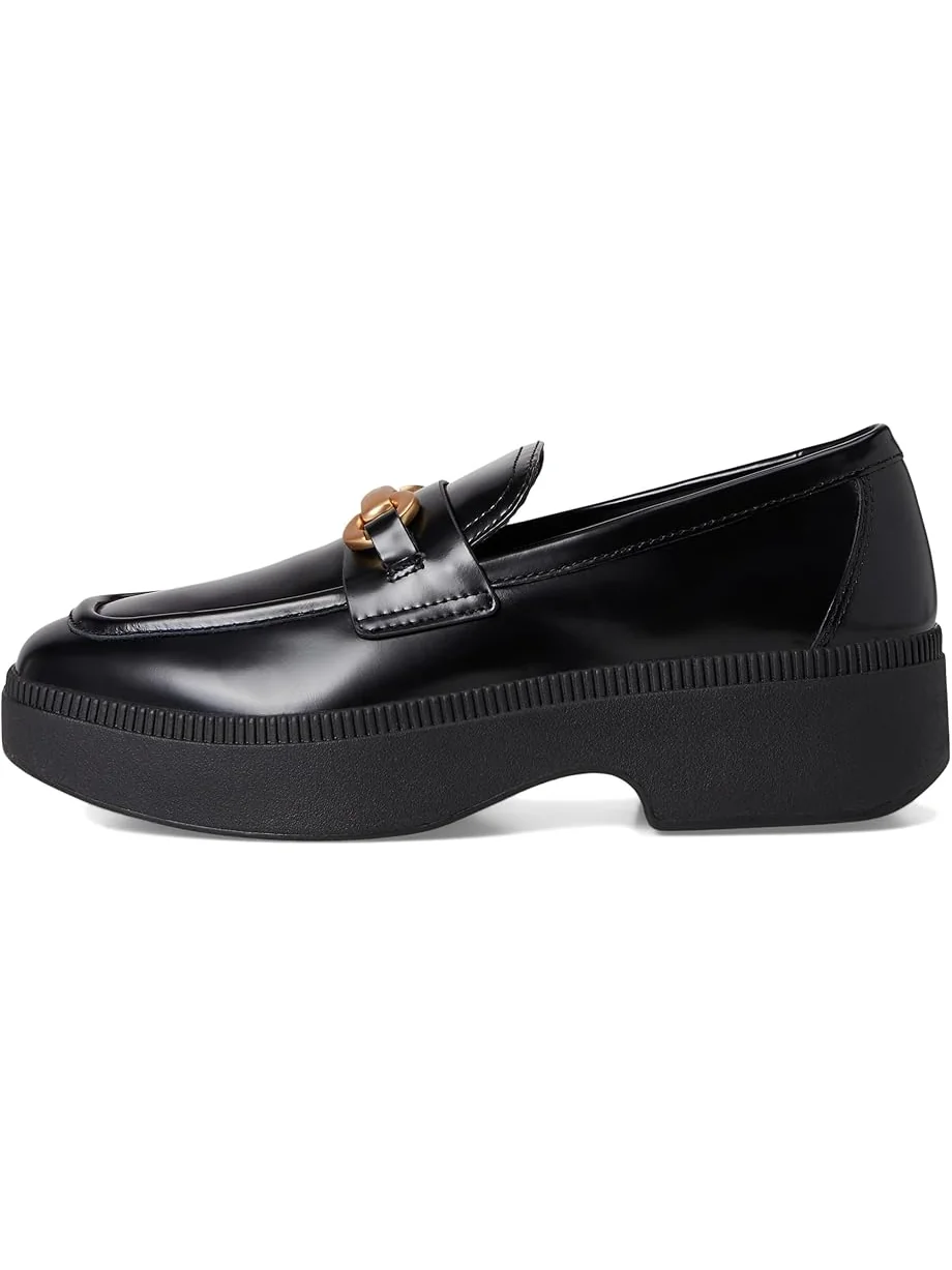 Лоферы FitFlop F-Luma Chunky-Snaffle Box-Leather Demi-Wedge Loafers — изображение 4 из 7, черный