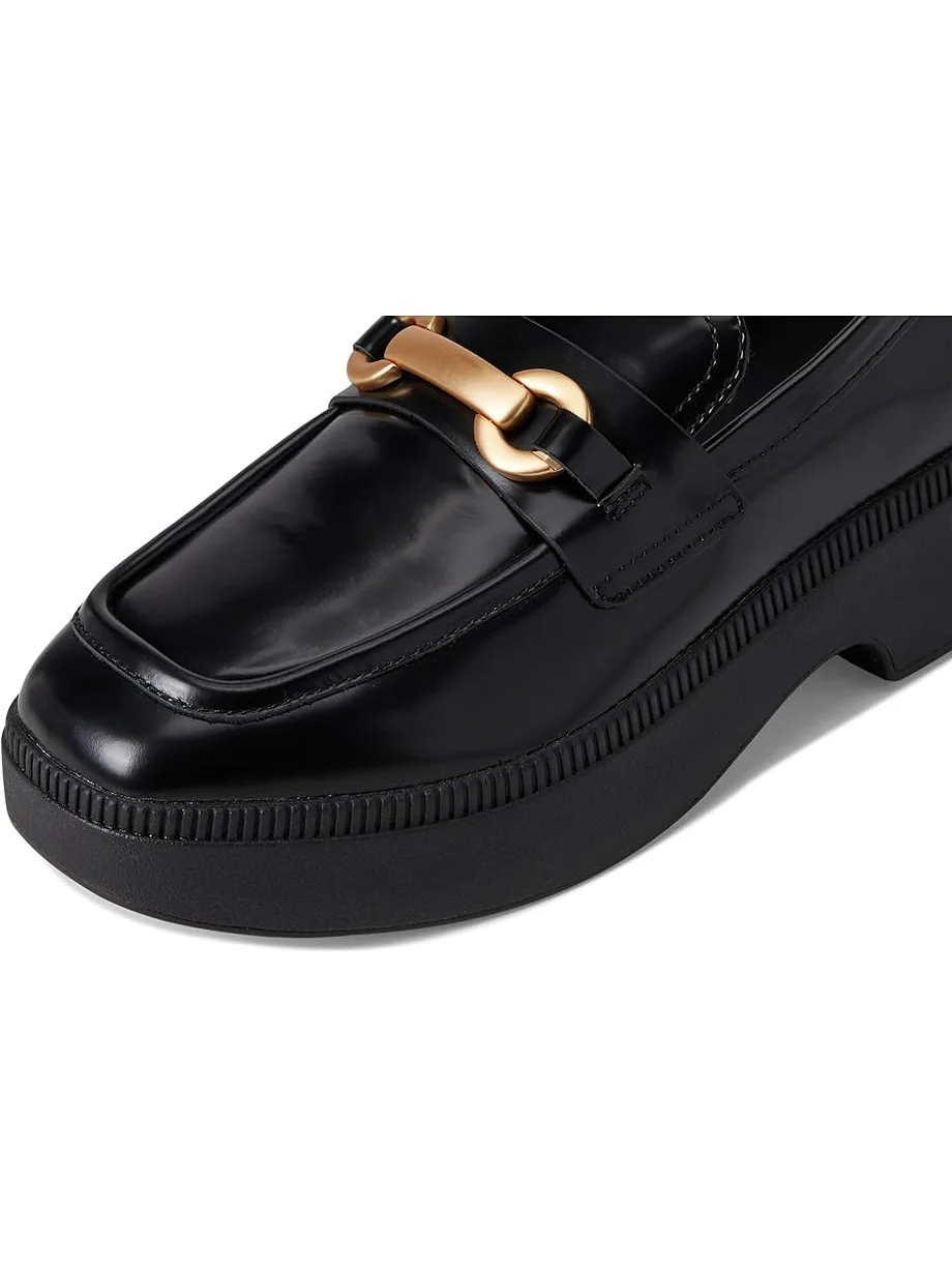 Лоферы FitFlop F-Luma Chunky-Snaffle Box-Leather Demi-Wedge Loafers — изображение 6 из 7, черный