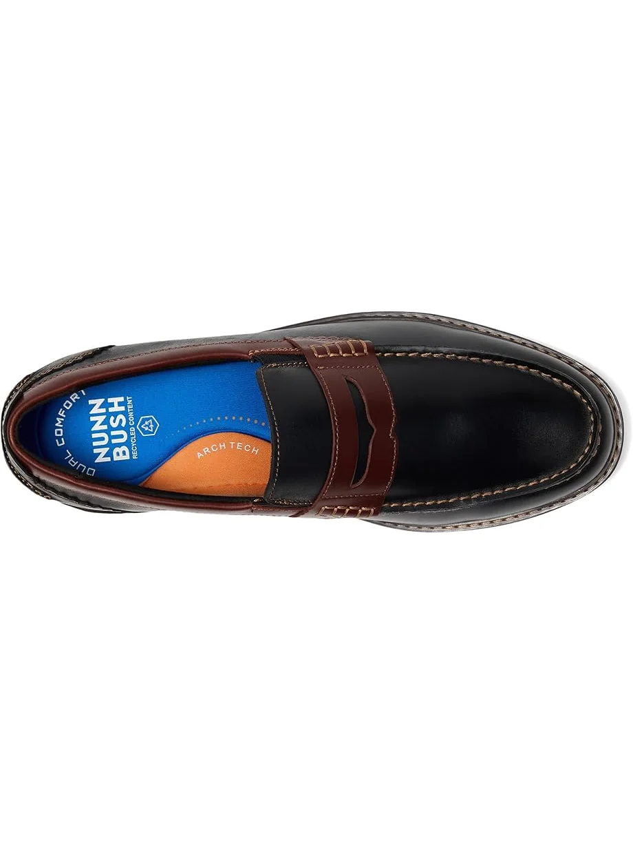 Лоферы Nunn Bush Odin II Moc Toe Penny Loafer Lightweight and Comfortable Slip-On — изображение 2 из 7, черный/коричневый