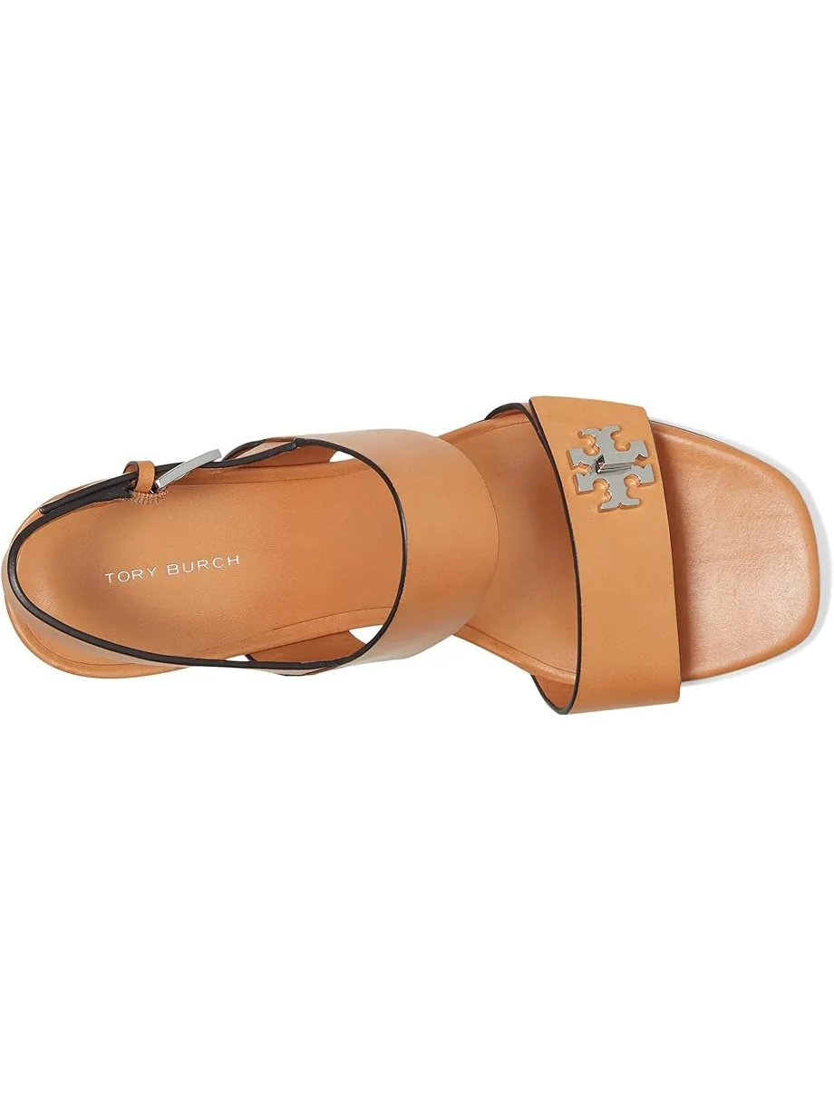 Туфли Tory Burch T Lock Heel Sandals 55mm — изображение 2 из 7, верблюжий