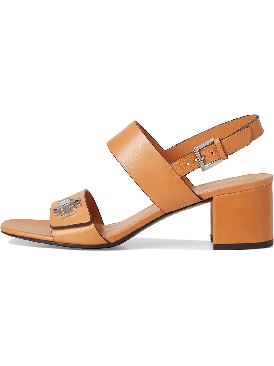 Туфли Tory Burch T Lock Heel Sandals 55mm — изображение 4 из 7, верблюжий