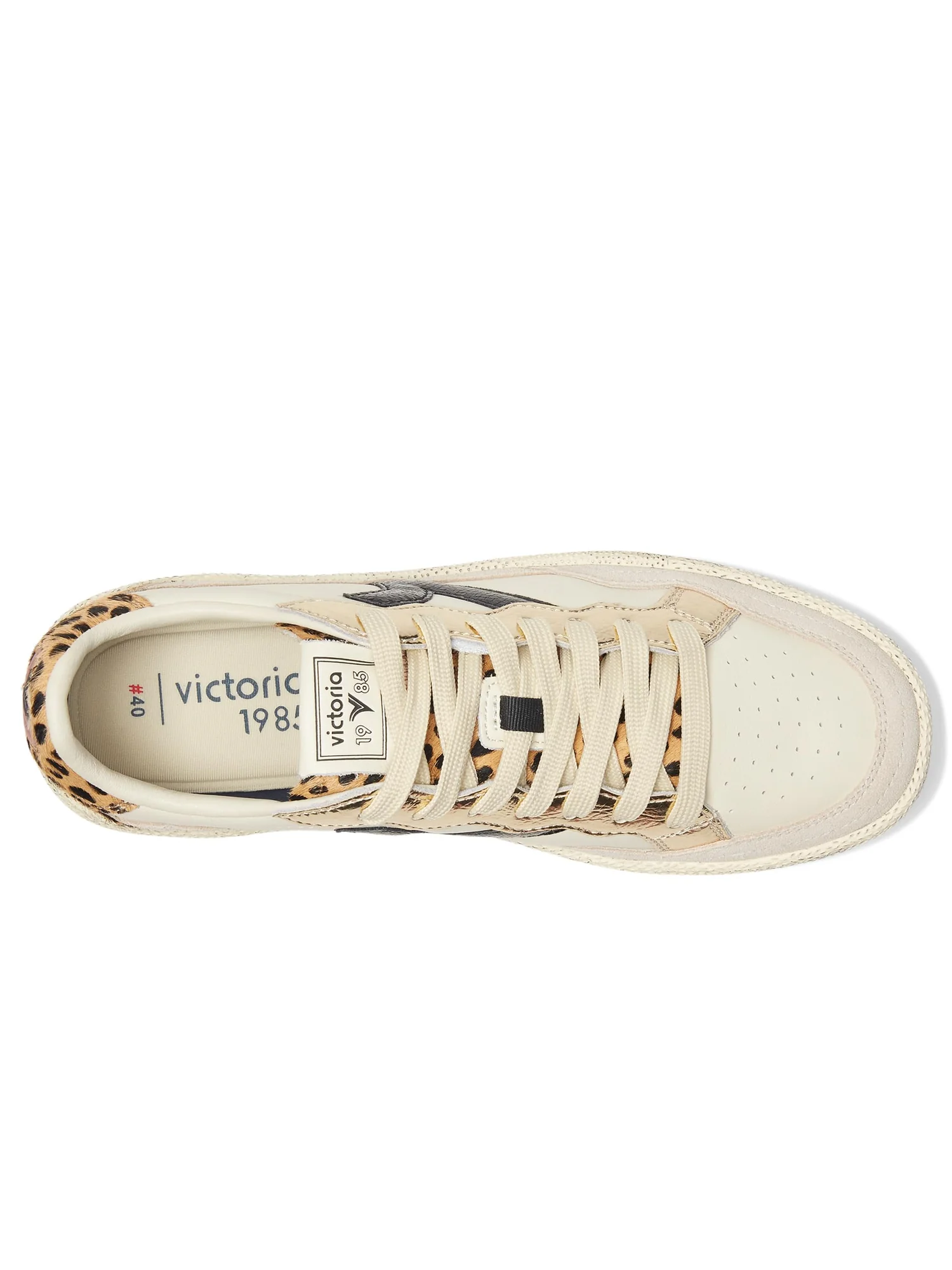 Кроссовки victoria Smash Leather Metallic And Animal — изображение 2 из 7, крема