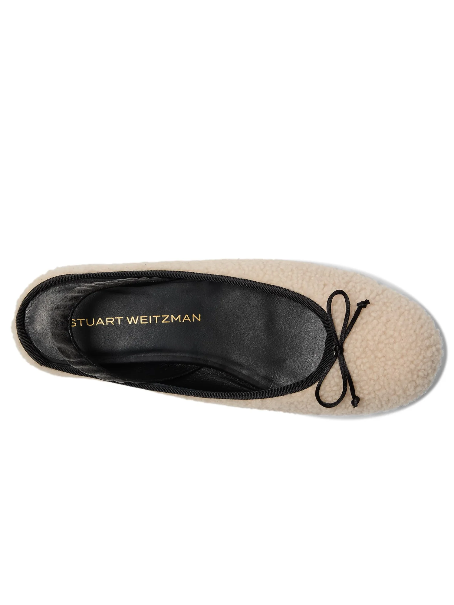 Балетки Stuart Weitzman Prima Bow Shearling Slingback — изображение 2 из 7, натуральный/черный
