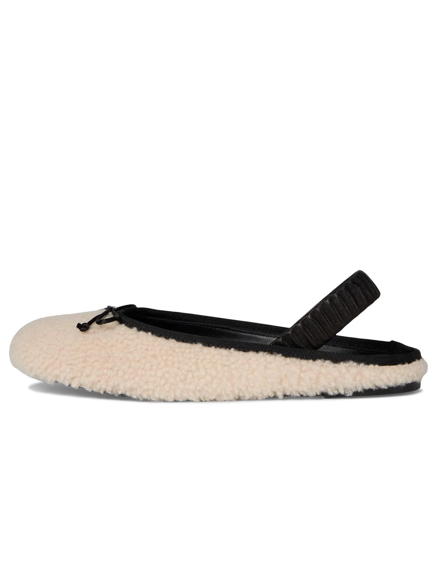 Балетки Stuart Weitzman Prima Bow Shearling Slingback — изображение 4 из 7, натуральный/черный