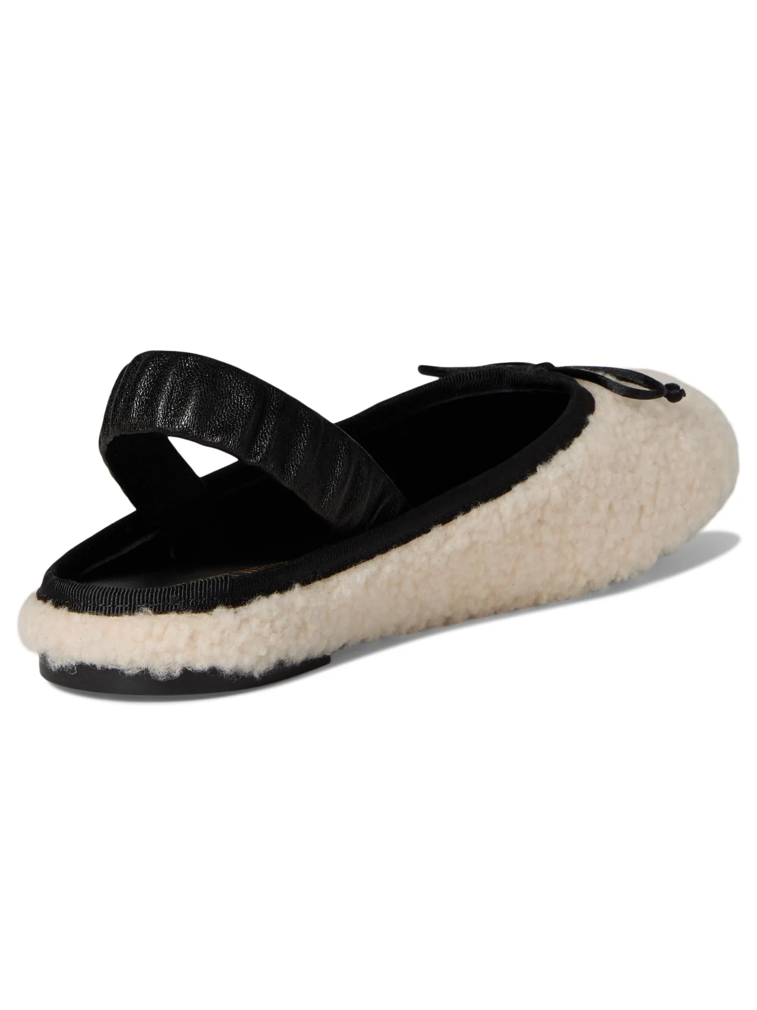 Балетки Stuart Weitzman Prima Bow Shearling Slingback — изображение 5 из 7, натуральный/черный
