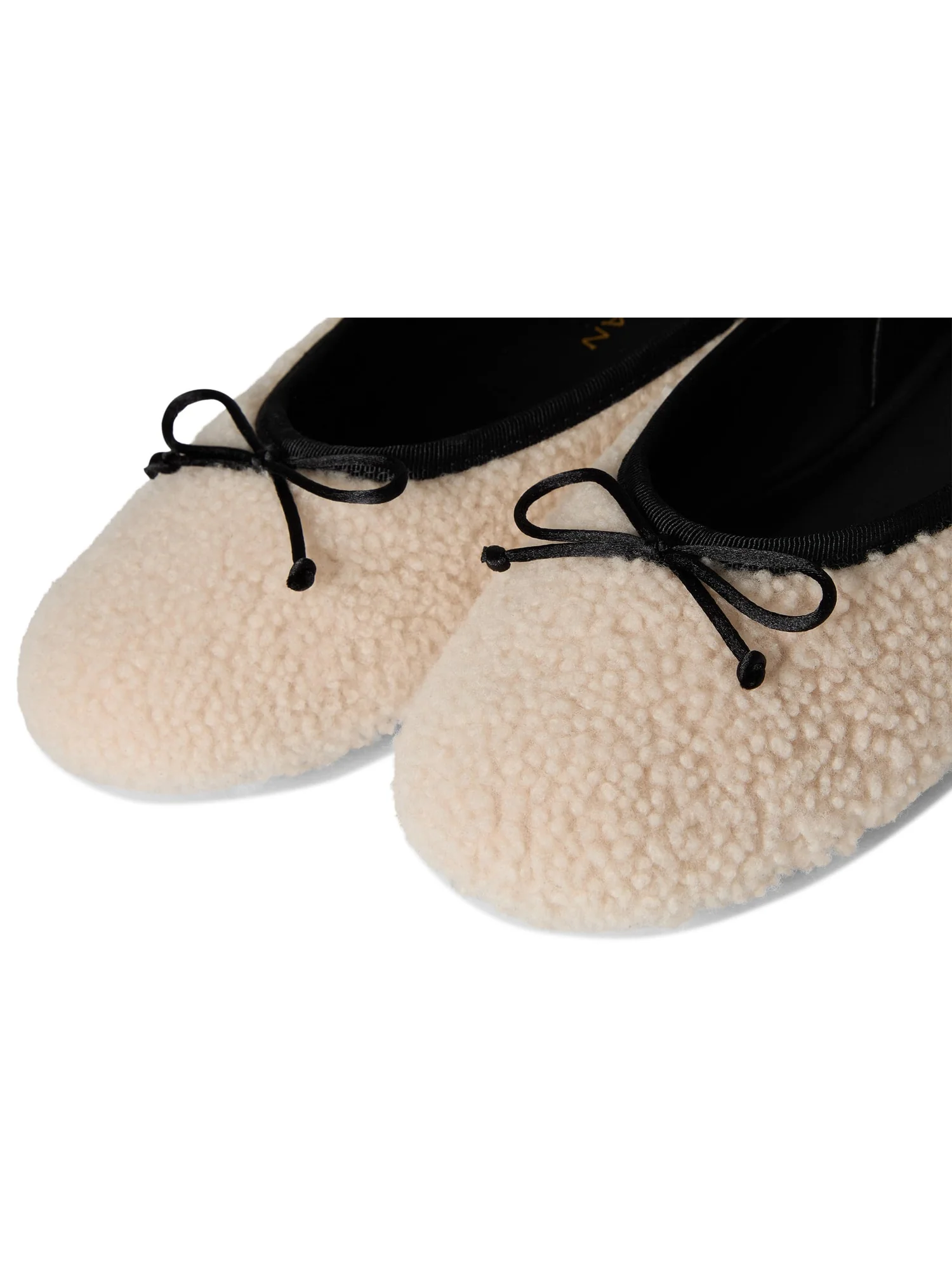 Балетки Stuart Weitzman Prima Bow Shearling Slingback — изображение 6 из 7, натуральный/черный