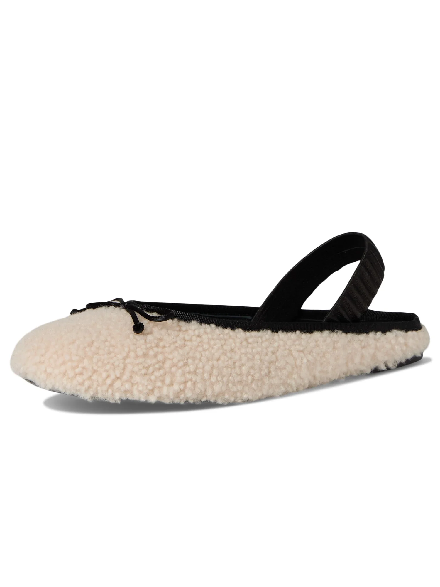 Балетки Stuart Weitzman Prima Bow Shearling Slingback — изображение 7 из 7, натуральный/черный