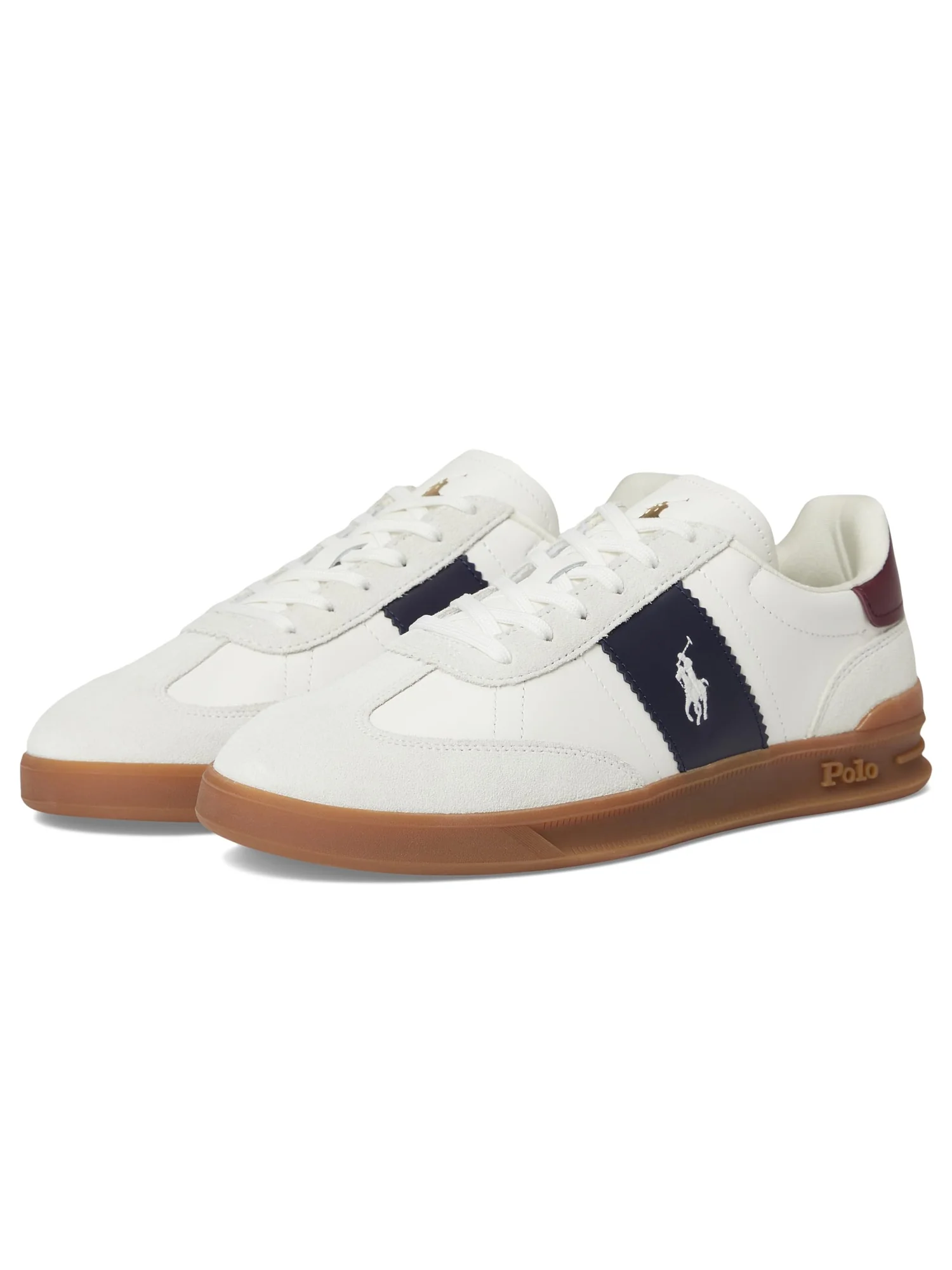 Кроссовки Polo Ralph Lauren Heritage Aera Leather-Suede Sneakers — изображение 1 из 7, темно-синий/винный