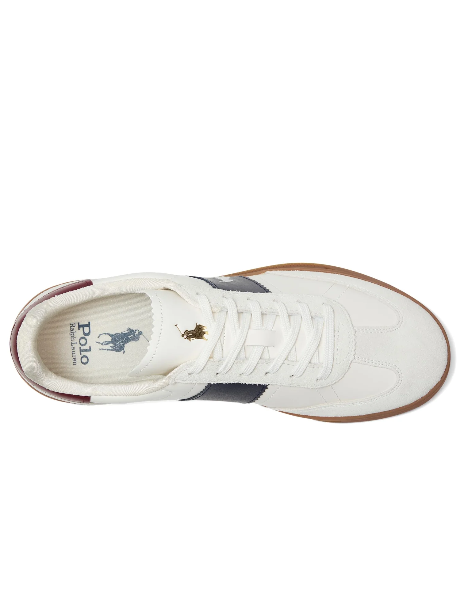 Кроссовки Polo Ralph Lauren Heritage Aera Leather-Suede Sneakers — изображение 2 из 7, темно-синий/винный