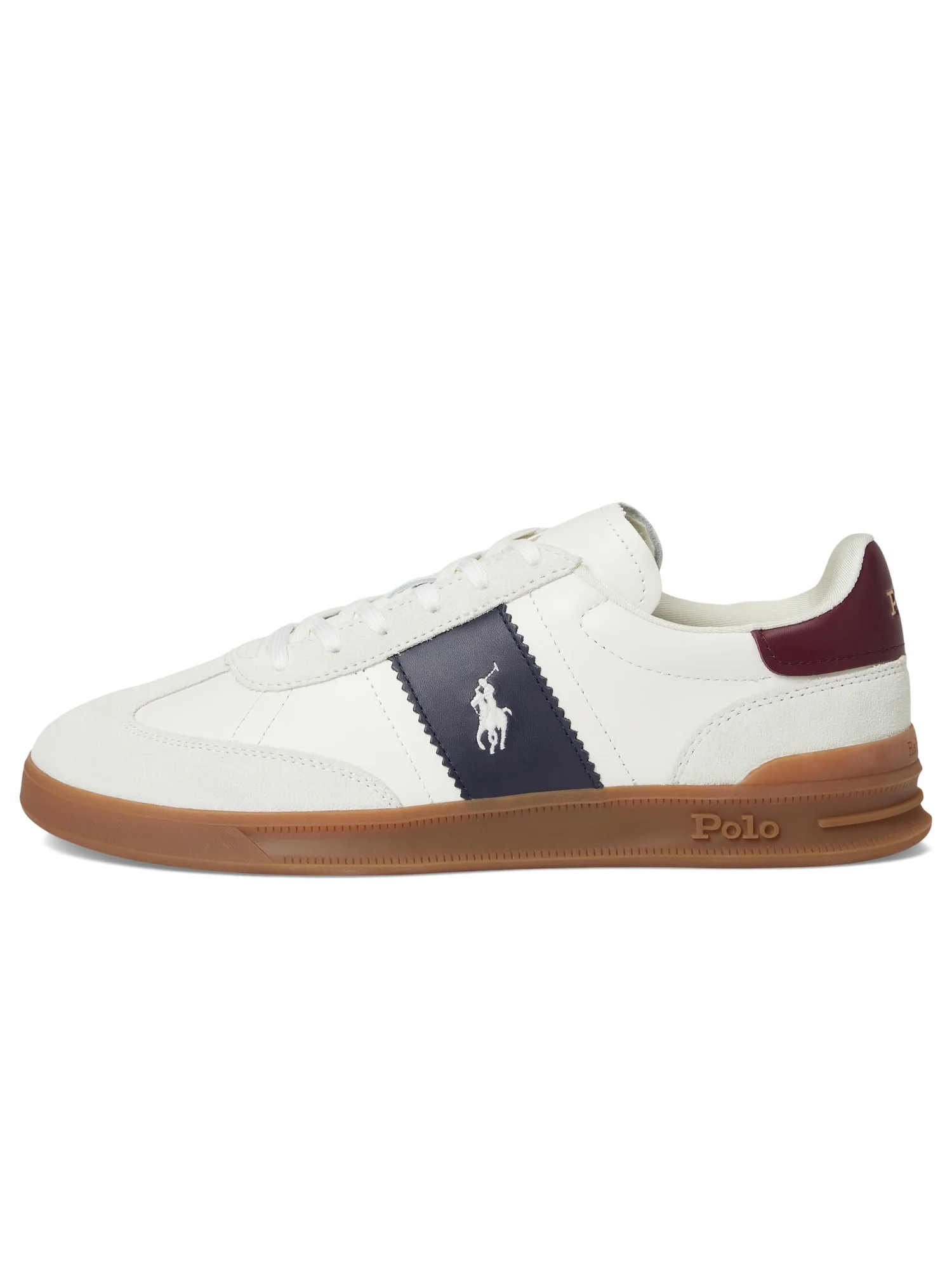 Кроссовки Polo Ralph Lauren Heritage Aera Leather-Suede Sneakers — изображение 4 из 7, темно-синий/винный