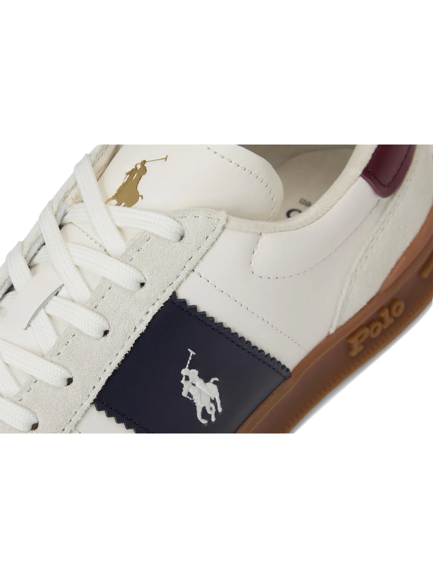 Кроссовки Polo Ralph Lauren Heritage Aera Leather-Suede Sneakers — изображение 6 из 7, темно-синий/винный