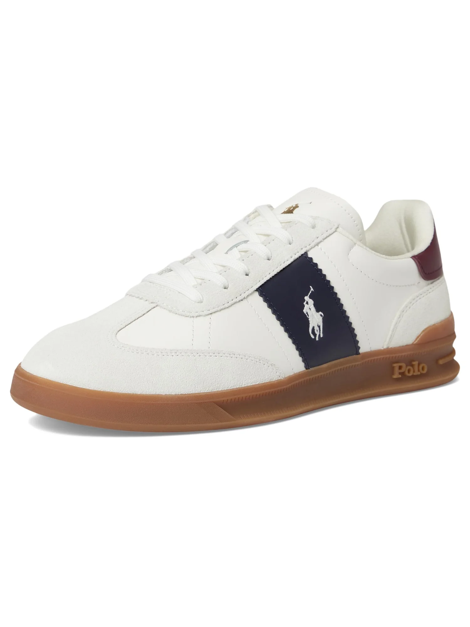 Кроссовки Polo Ralph Lauren Heritage Aera Leather-Suede Sneakers — изображение 7 из 7, темно-синий/винный