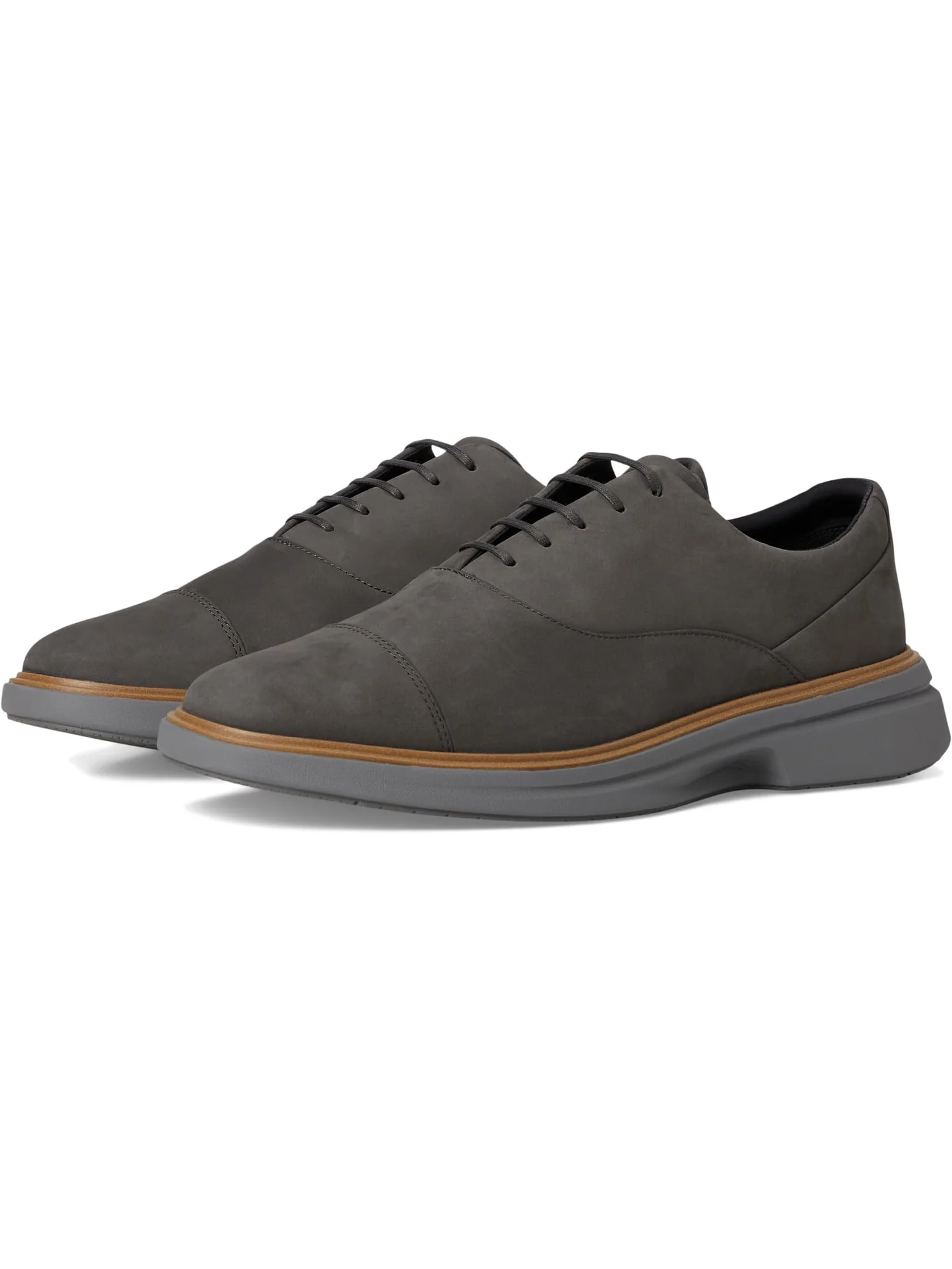 Оксфорды Cole Haan Men's Originalgrand Cityspectre Captoe Oxfords, Raven Nubuck/Dark Natural/Quiet Shade — изображение 1 из 7