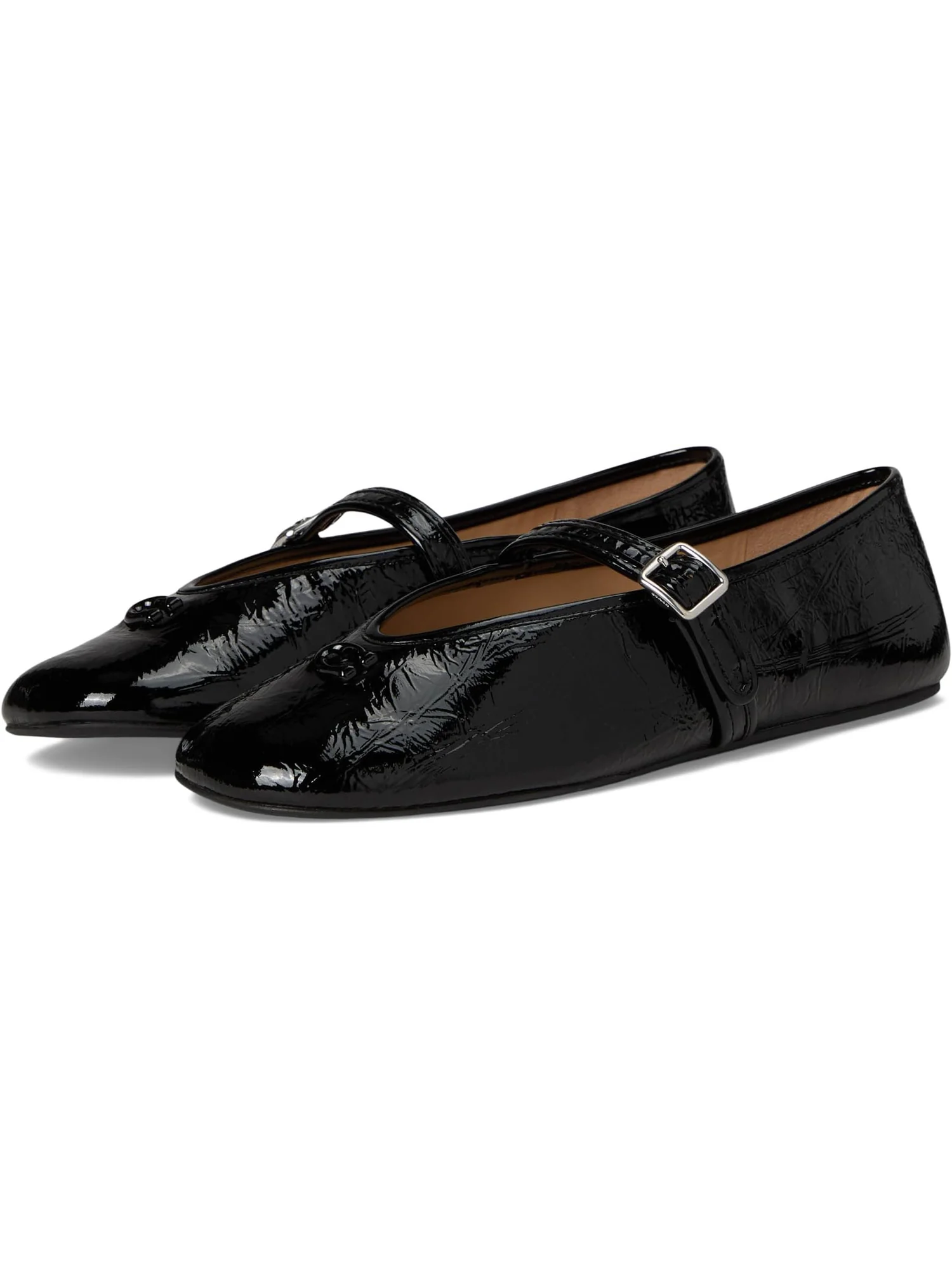 Балетки COACH Sculpted C Crinkle Patent Leather Soft Mary Jane — черный