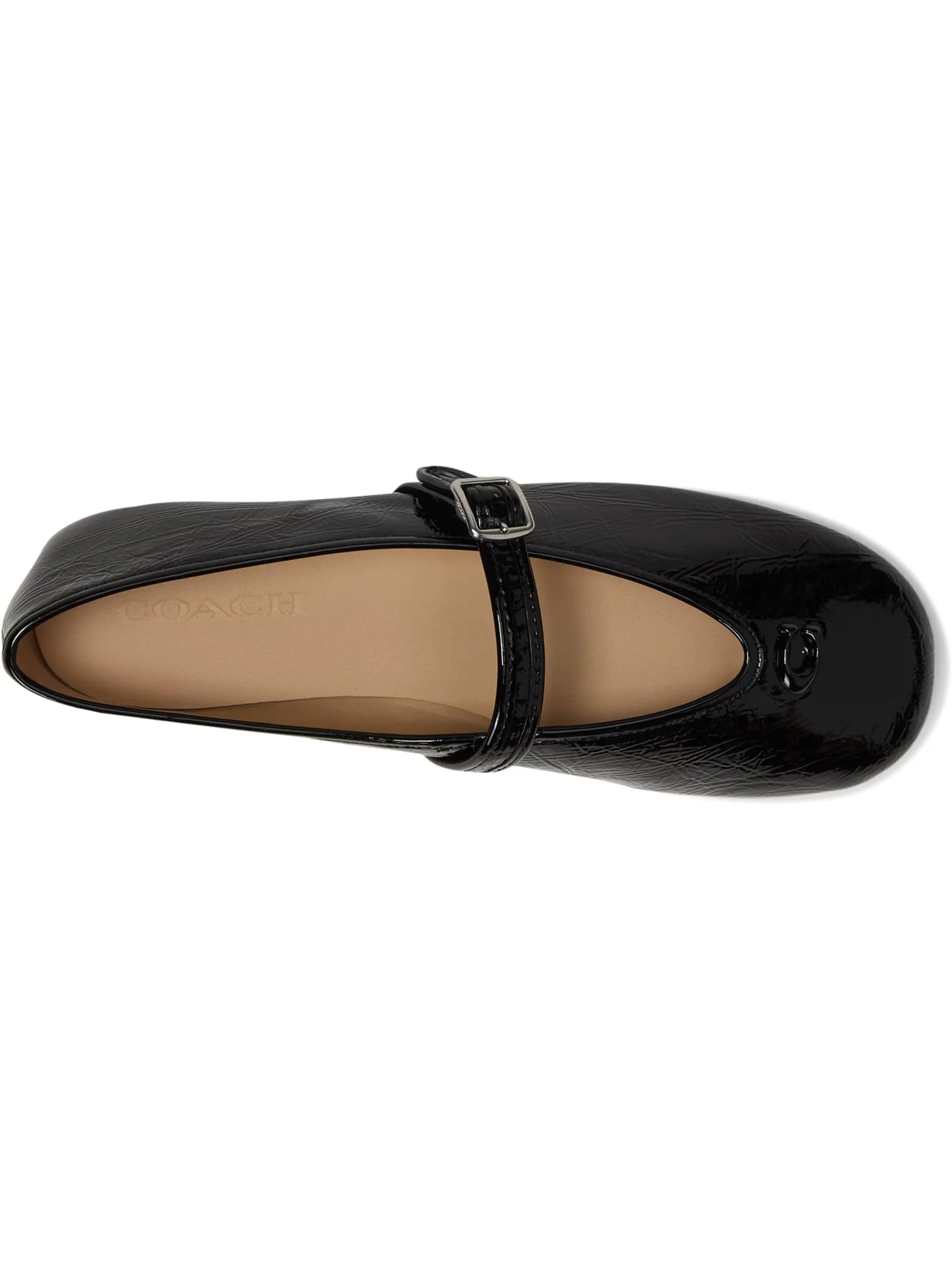 Балетки COACH Sculpted C Crinkle Patent Leather Soft Mary Jane — изображение 2 из 7, черный