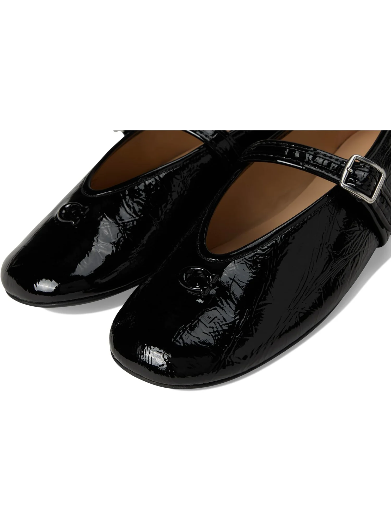Балетки COACH Sculpted C Crinkle Patent Leather Soft Mary Jane — изображение 6 из 7, черный