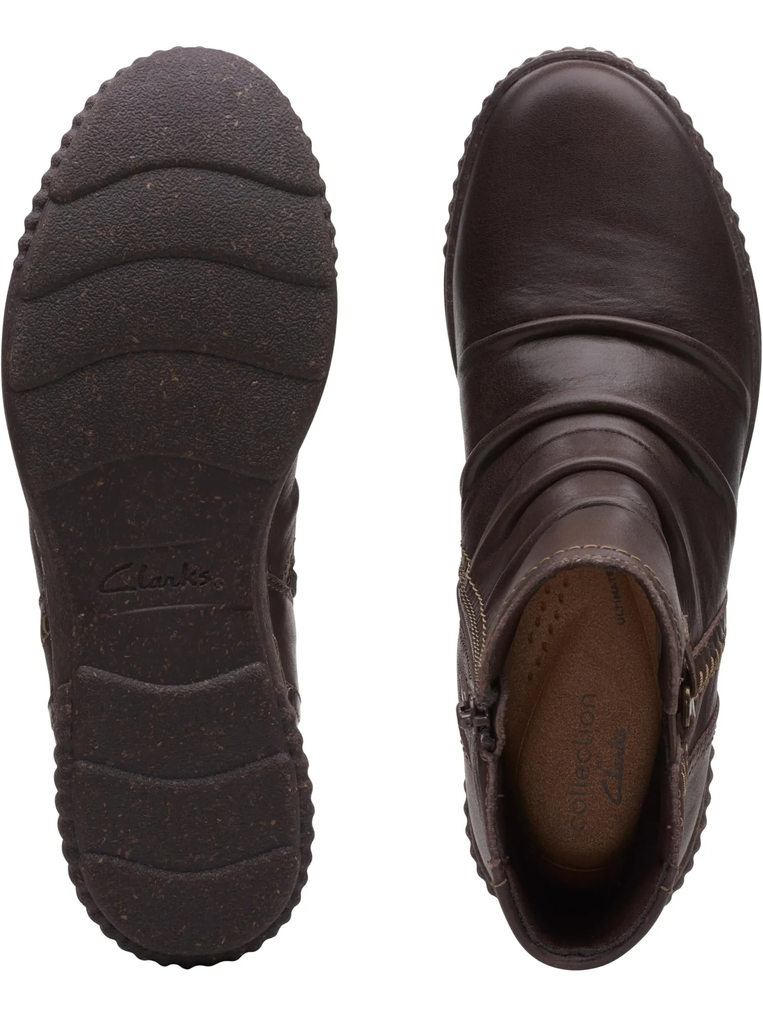 Ботинки женские Clarks Caroline Orchid кожаные со сборкой — изображение 2 из 6, темно-коричневый