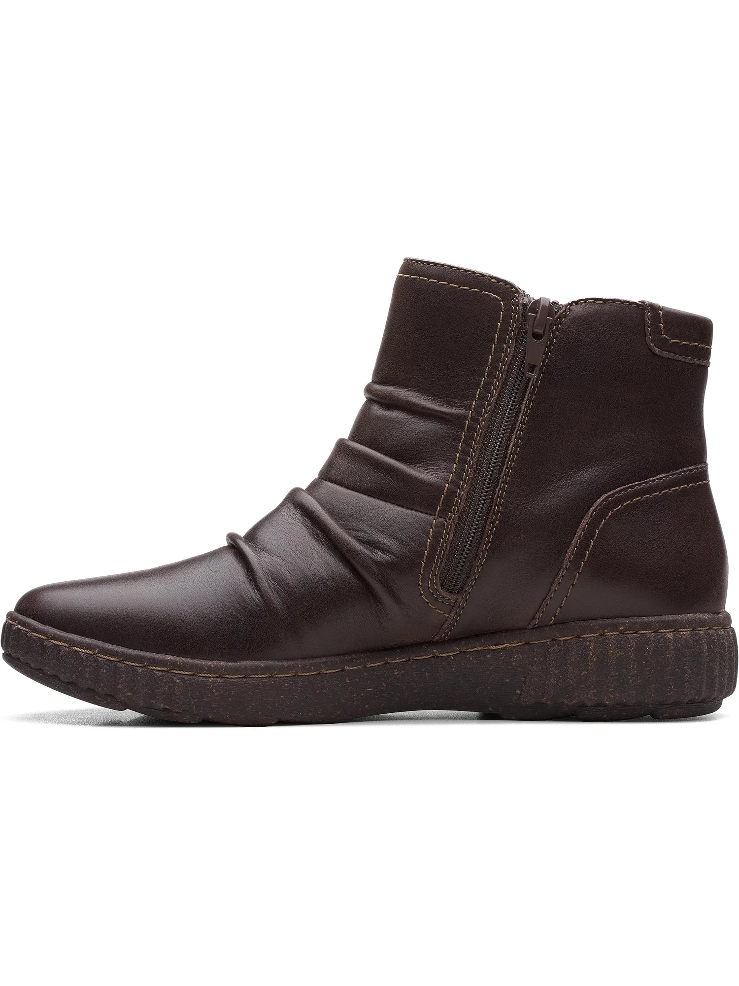 Ботинки женские Clarks Caroline Orchid кожаные со сборкой — изображение 3 из 6, темно-коричневый