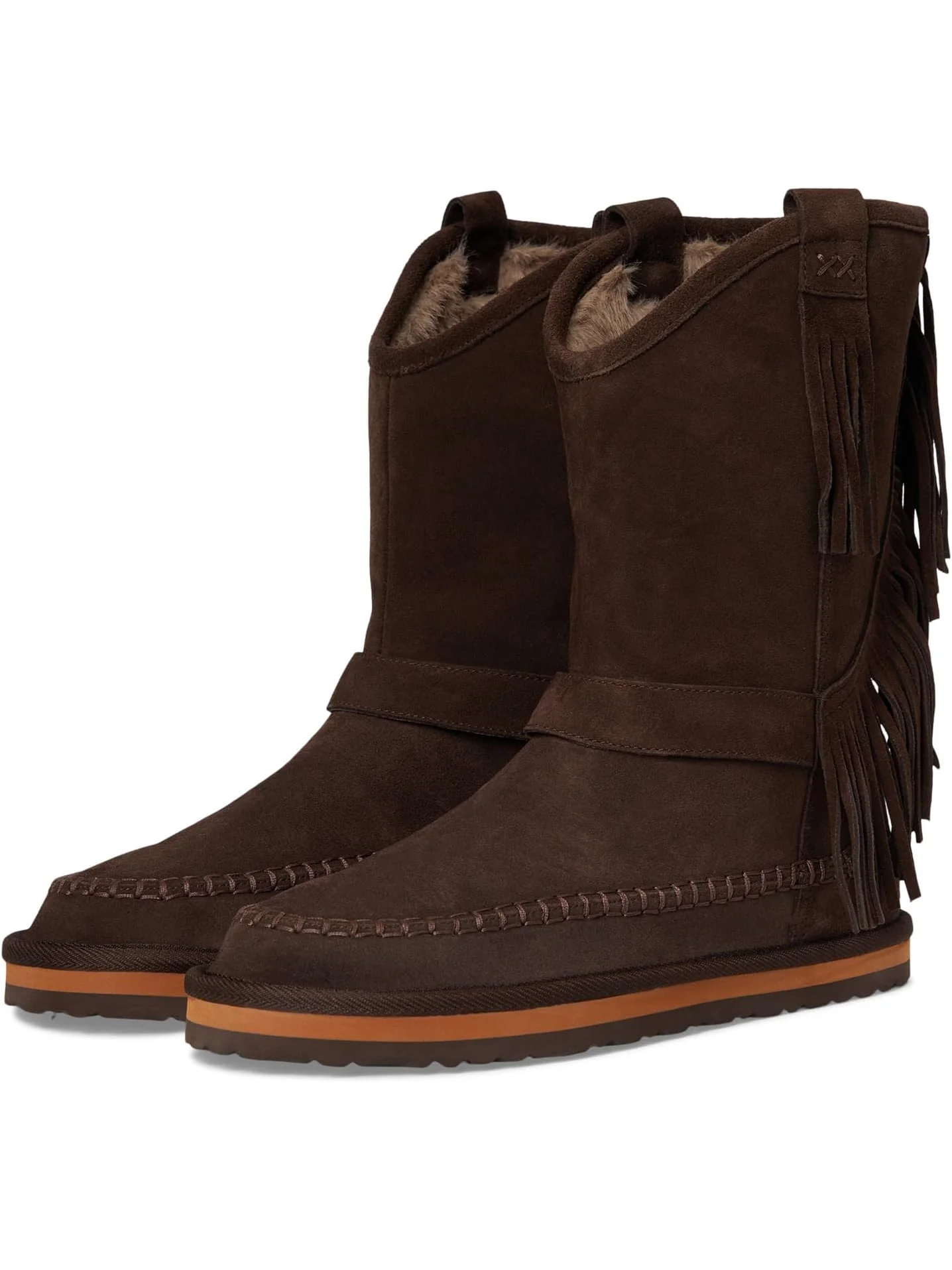 Ботинки Free People Faye Fringe Pull On Boots — изображение 1 из 7, шоколадный