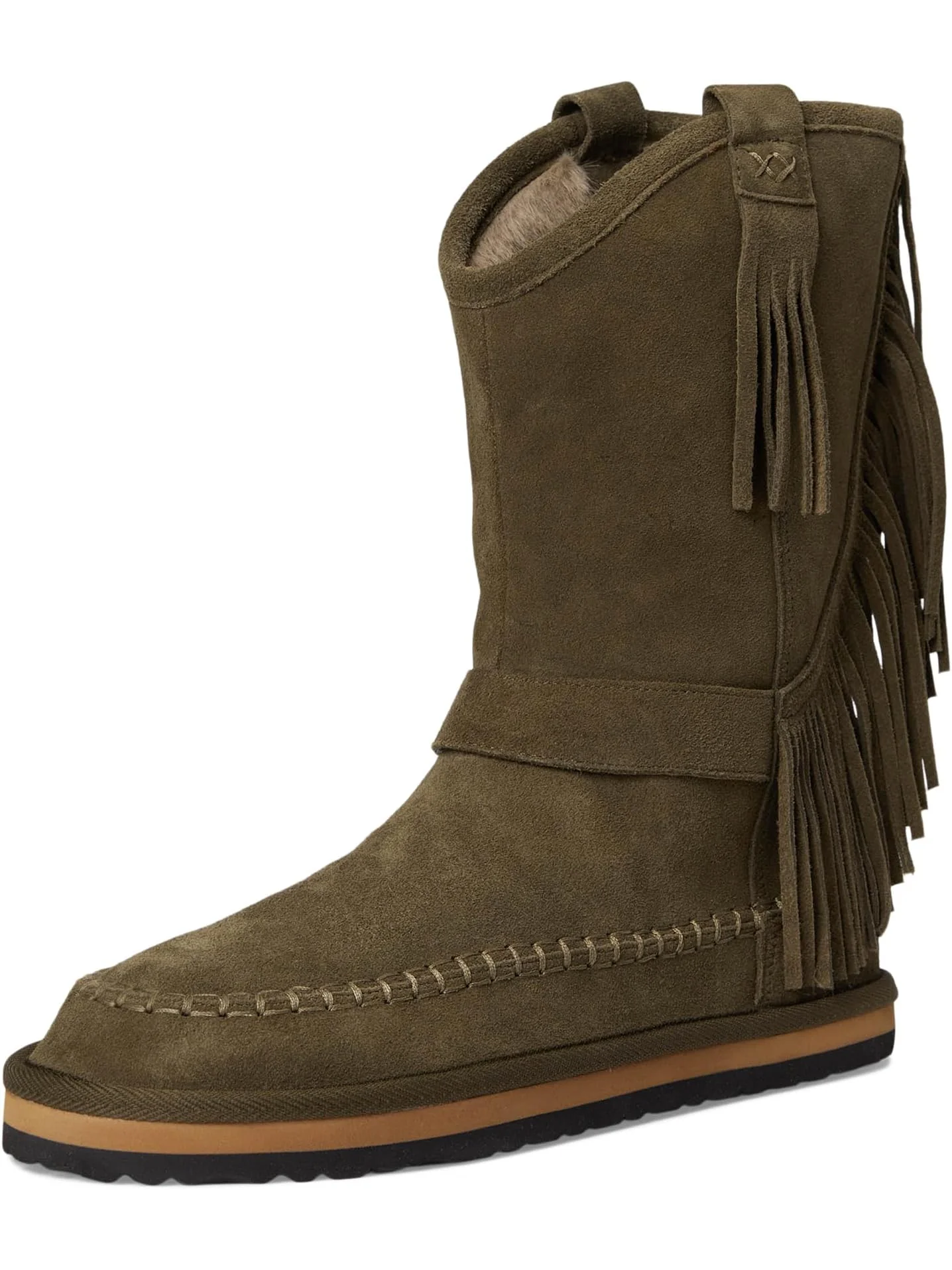 Ботинки Free People Women's Faye Fringe Pull-On Boots — изображение 7 из 7, оливковый