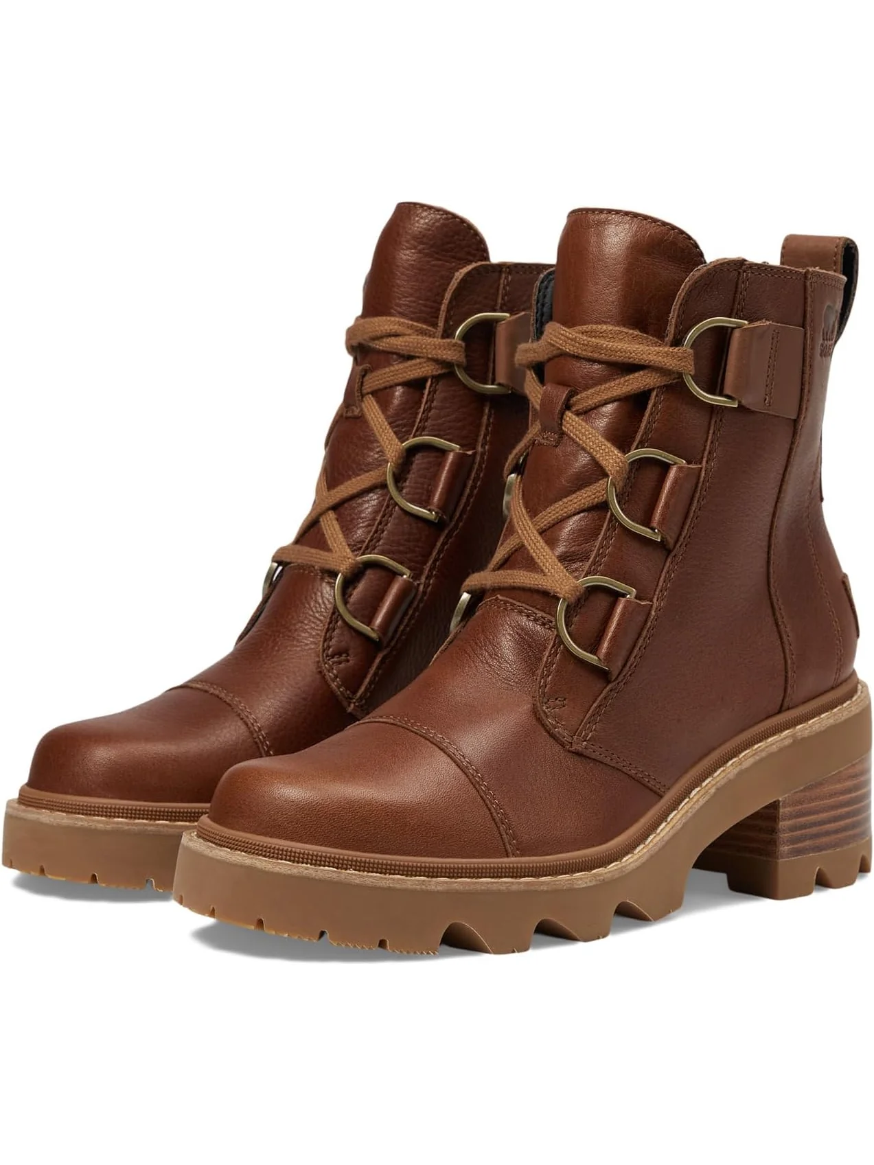 Ботинки женские SOREL Joan Now кожаные на блочном каблуке — изображение 1 из 6, коричневый