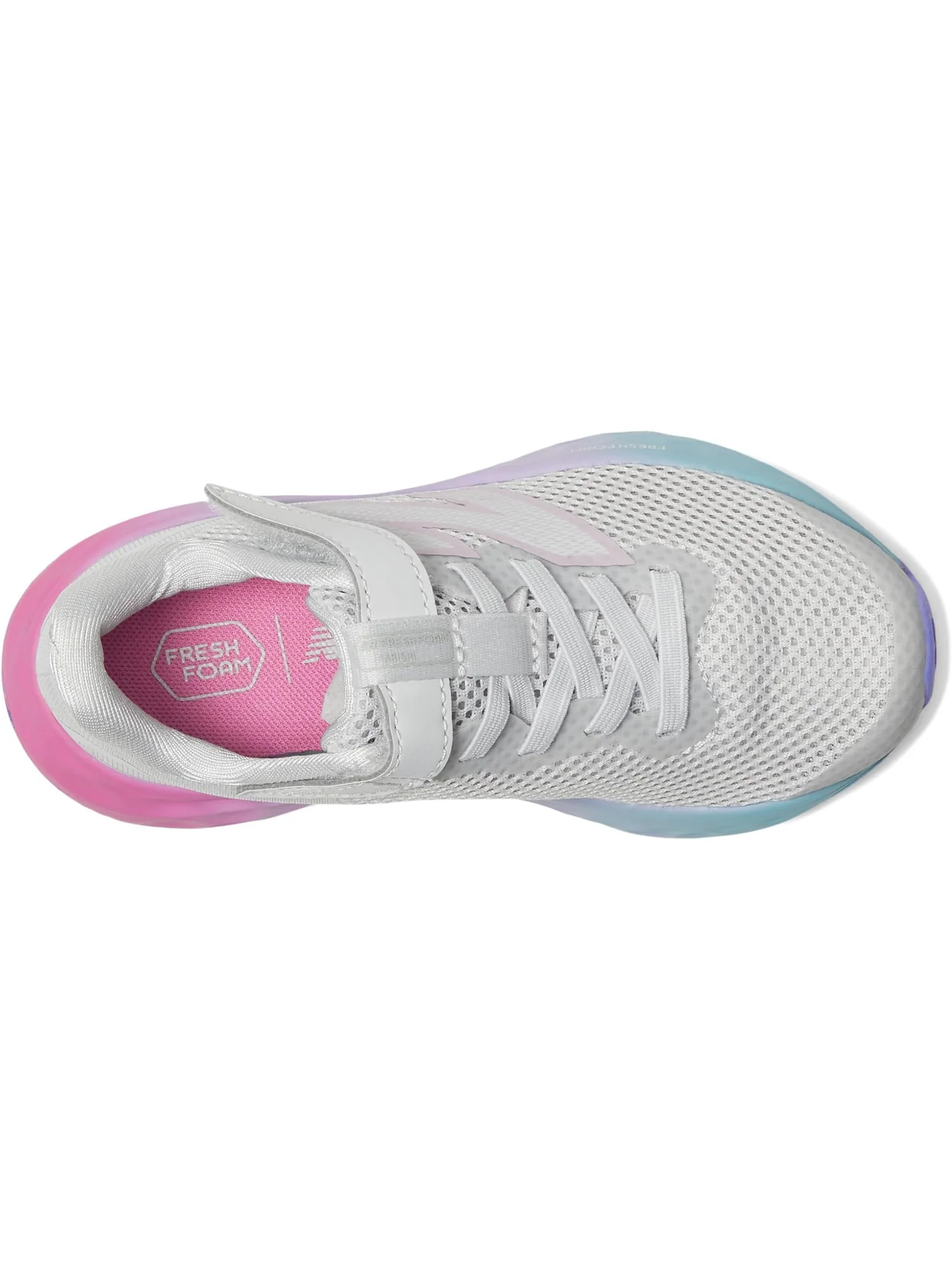 Кроссовки New Balance Kids Fresh Foam Arishi v4 Bungee Lace with Top Strap — изображение 2 из 7, серый/розовый