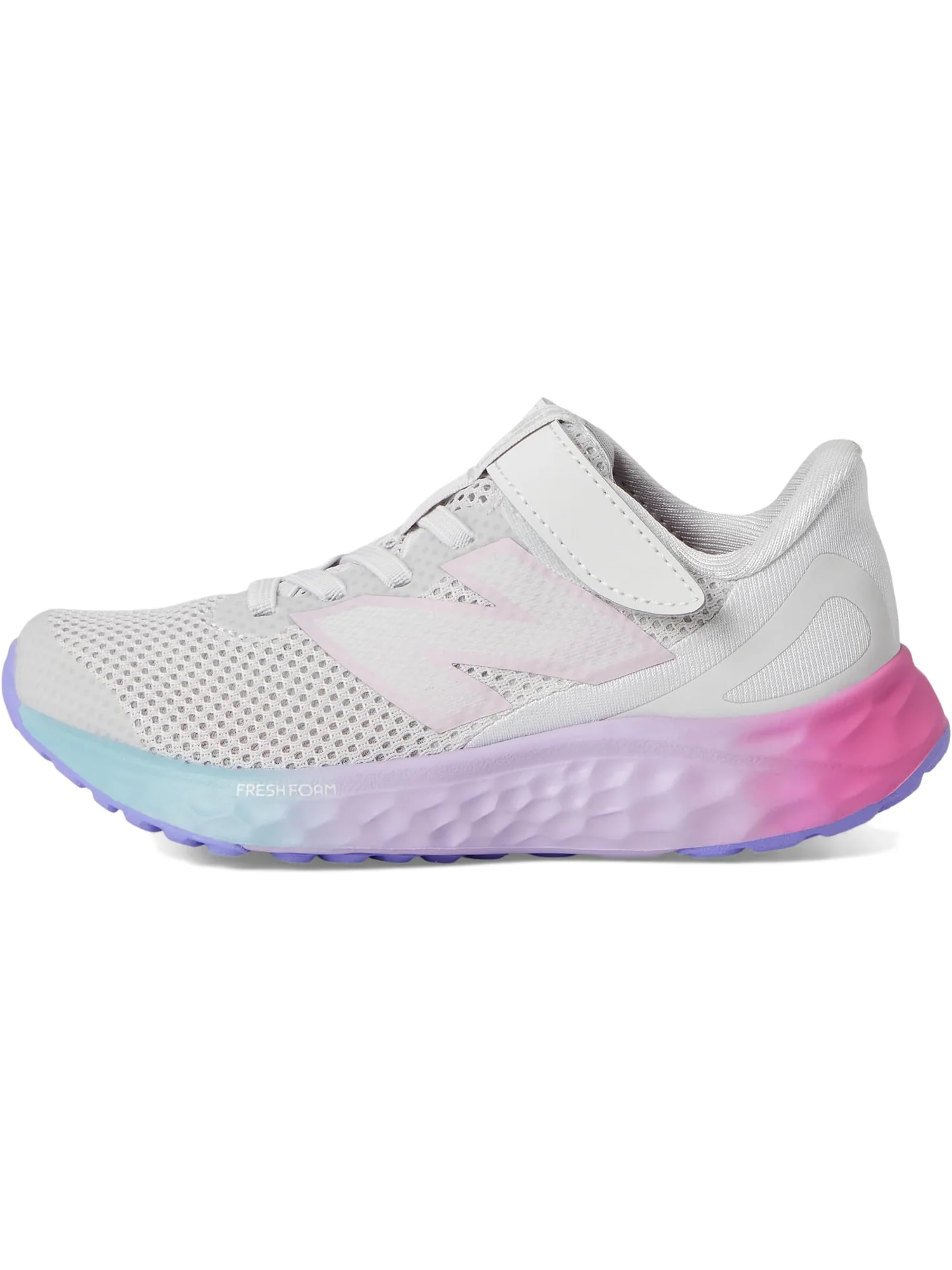 Кроссовки New Balance Kids Fresh Foam Arishi v4 Bungee Lace with Top Strap — изображение 4 из 7, серый/розовый
