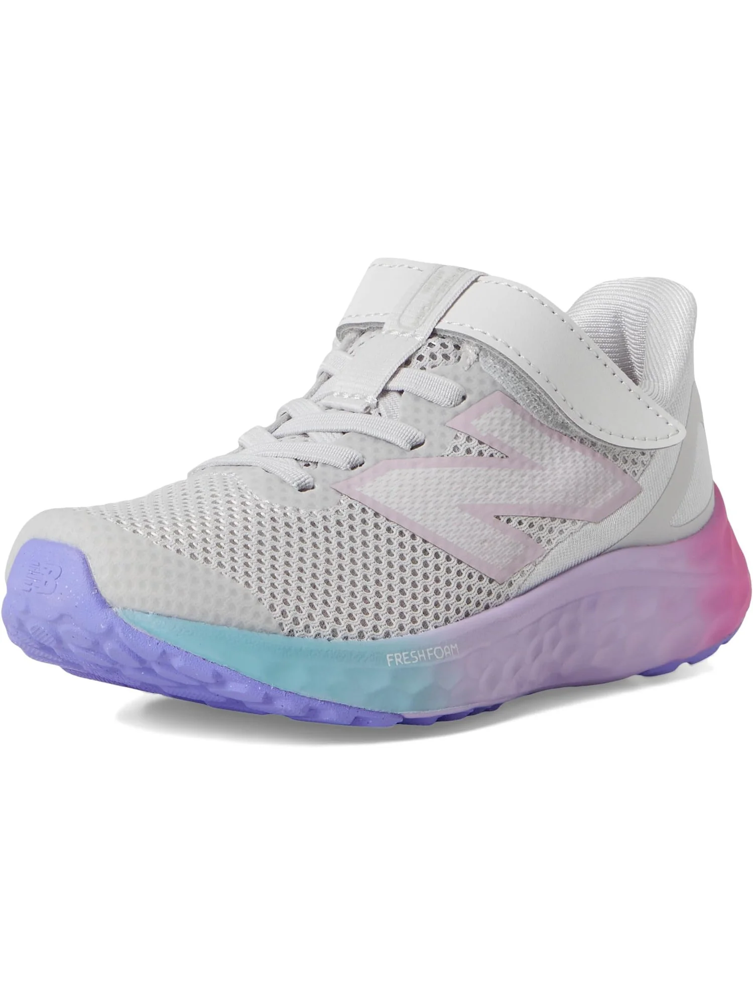 Кроссовки New Balance Kids Fresh Foam Arishi v4 Bungee Lace with Top Strap — изображение 7 из 7, серый/розовый