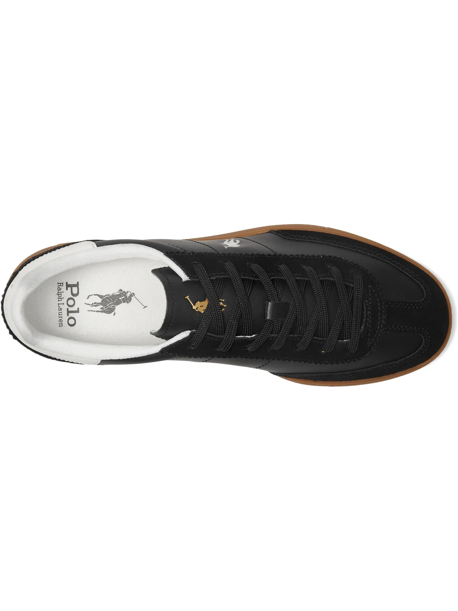 Кроссовки Polo Ralph Lauren Bedford Leather-Suede Sneakers — изображение 2 из 7, черный/белый