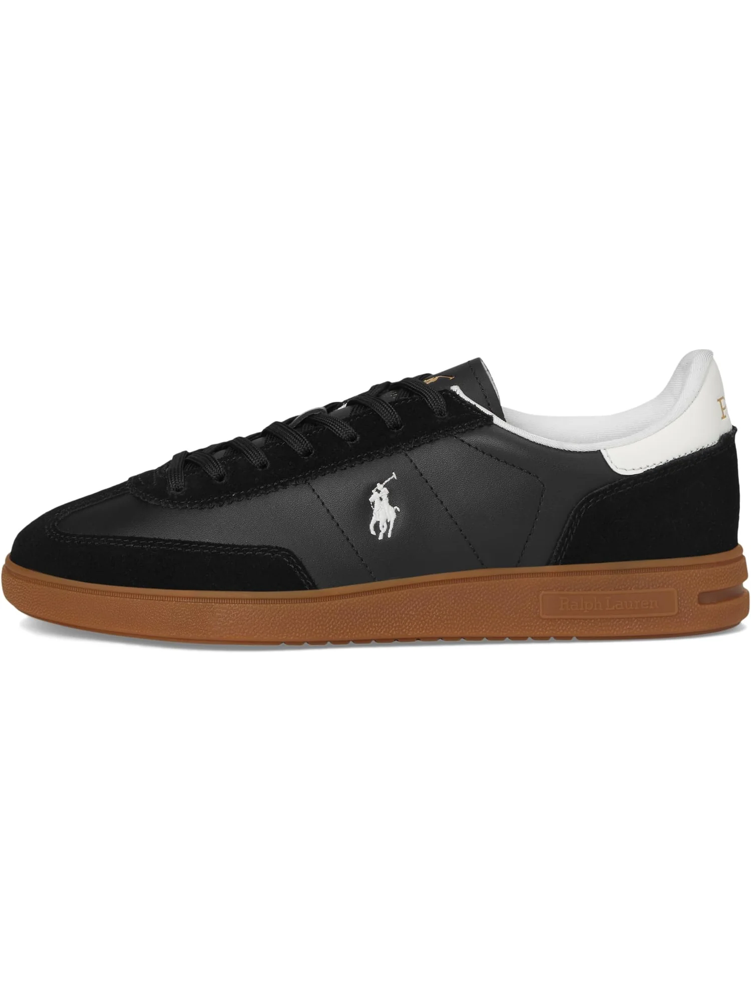 Кроссовки Polo Ralph Lauren Bedford Leather-Suede Sneakers — изображение 4 из 7, черный/белый