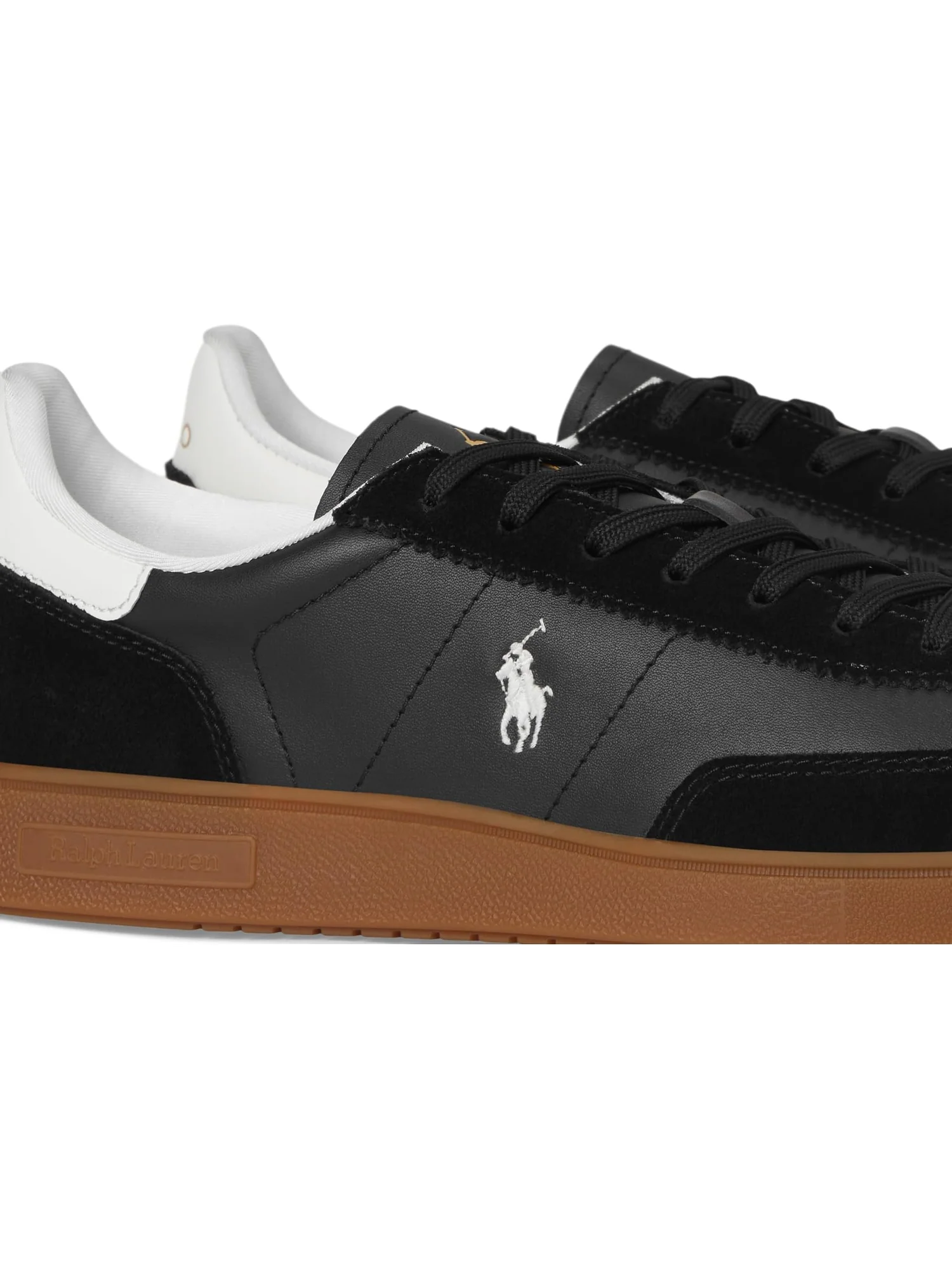 Кроссовки Polo Ralph Lauren Bedford Leather-Suede Sneakers — изображение 6 из 7, черный/белый