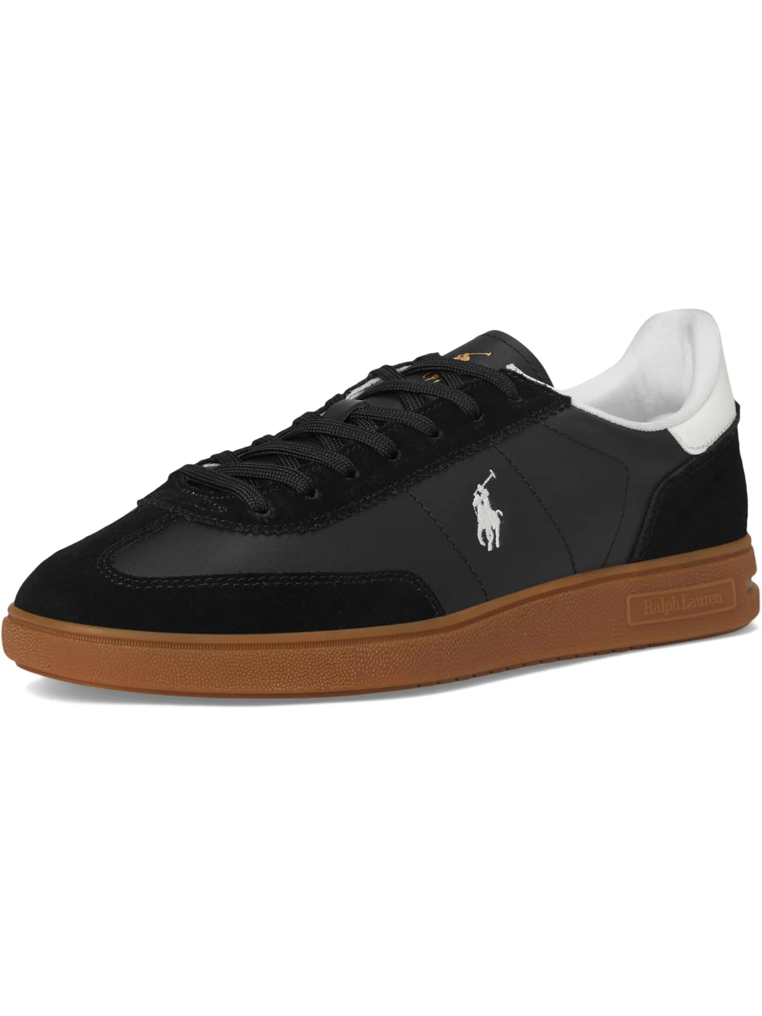 Кроссовки Polo Ralph Lauren Bedford Leather-Suede Sneakers — изображение 7 из 7, черный/белый