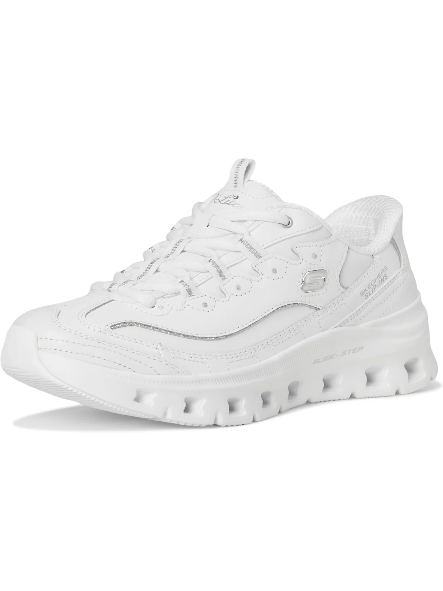 Кроссовки SKECHERS Glide-Step Pro Timeless Twist Hands Free Slip-Ins — изображение 7 из 7, белый серебристый