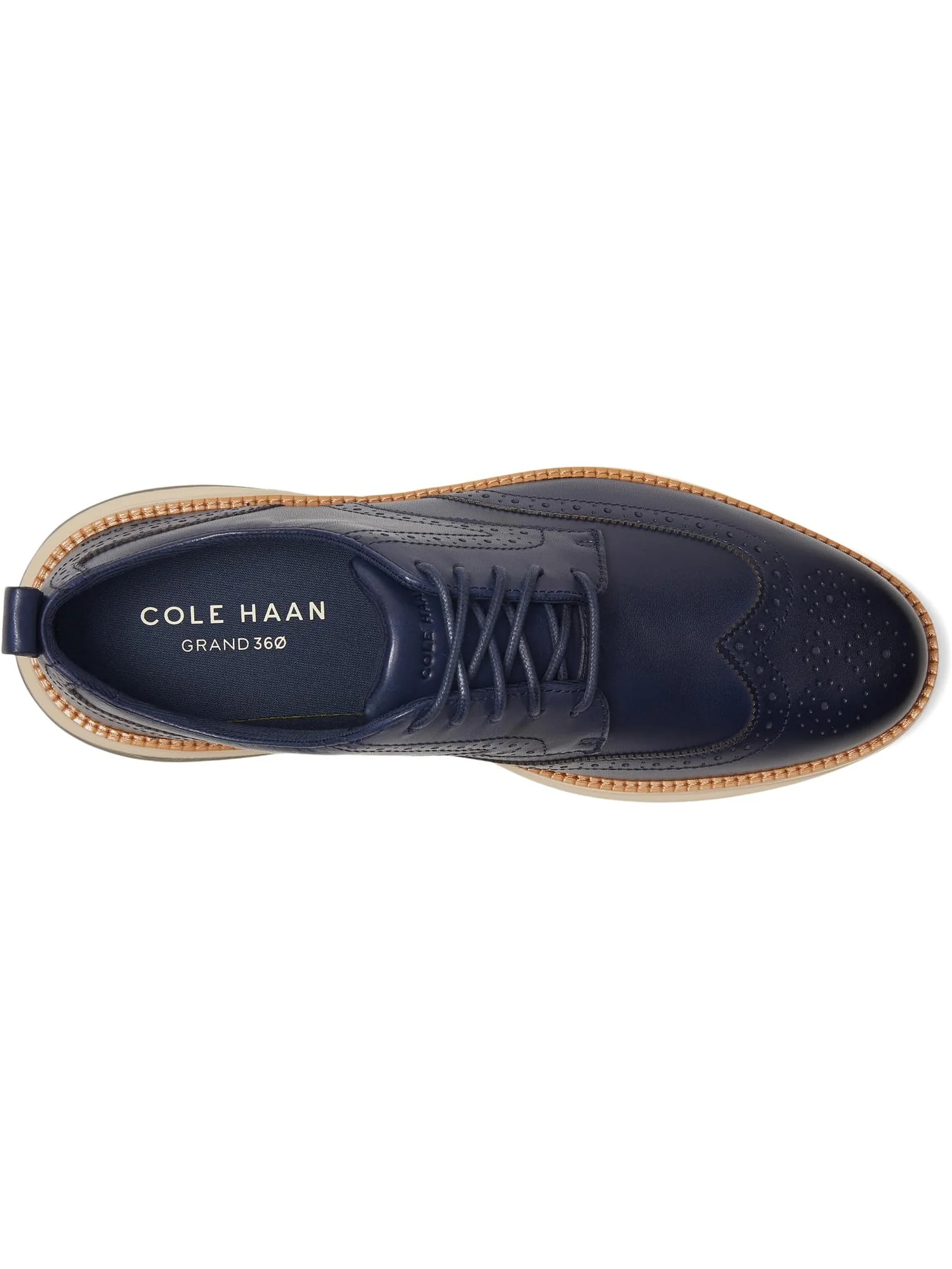 Оксфорды Cole Haan Grand Hurrion Wing Tip Oxford, цвет Midnight Moon/Irish Coffee/Oat — изображение 2 из 7