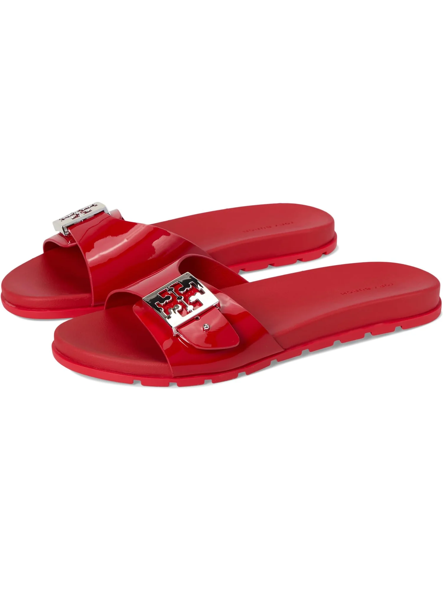 Сандалии Tory Burch Buckle Slide — изображение 1 из 7, красный/серебристый