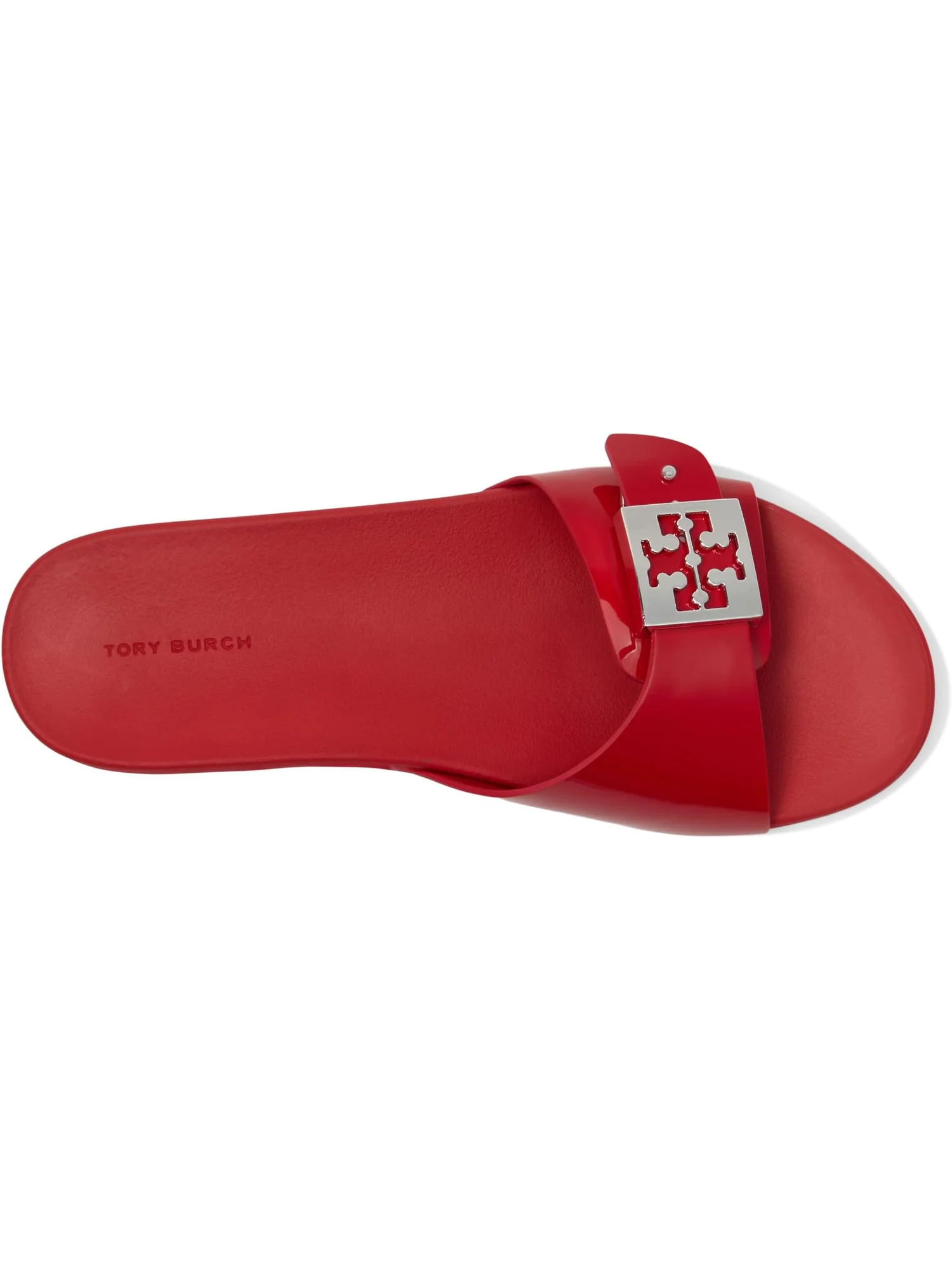 Сандалии Tory Burch Buckle Slide — изображение 2 из 7, красный/серебристый