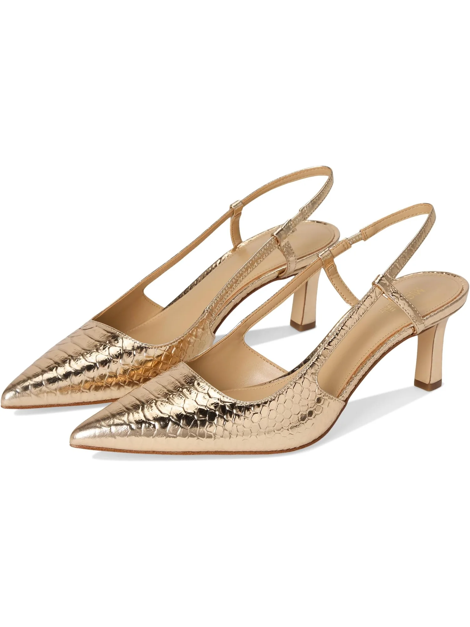 Туфли MICHAEL Michael Kors Alora Mid Sling — изображение 1 из 7, бледный золотистый